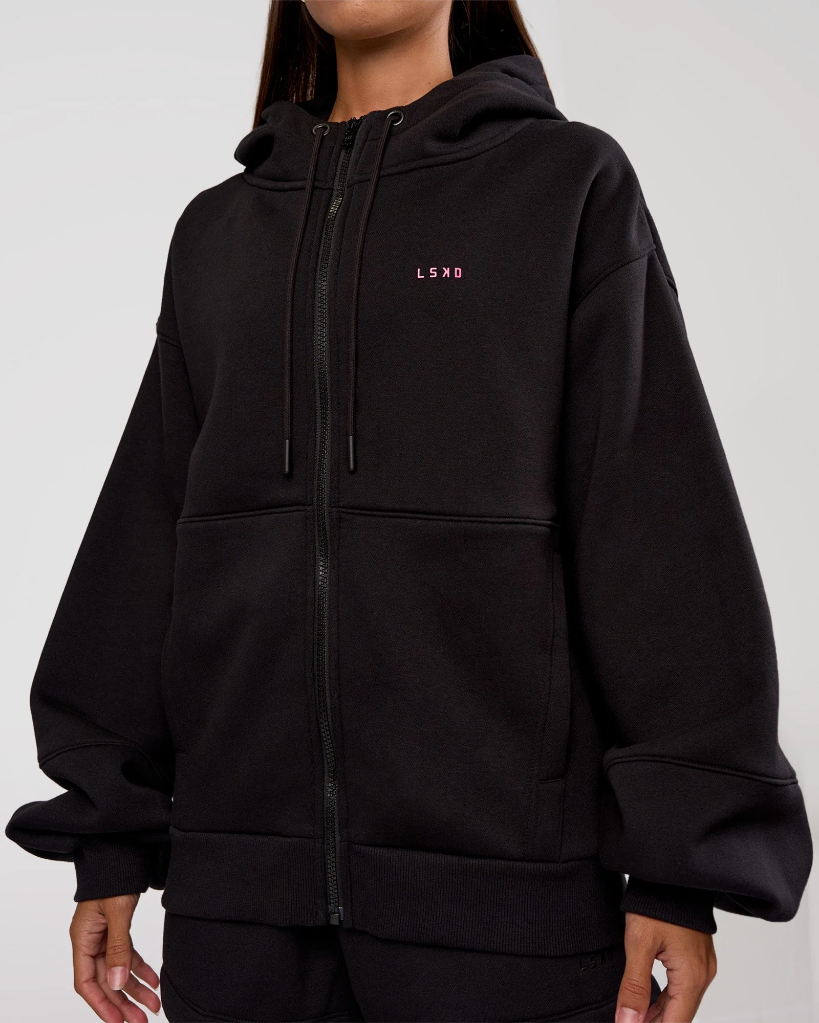 Love The Process Zip Through Hoodie - Black-Sugar Plum - Image 4