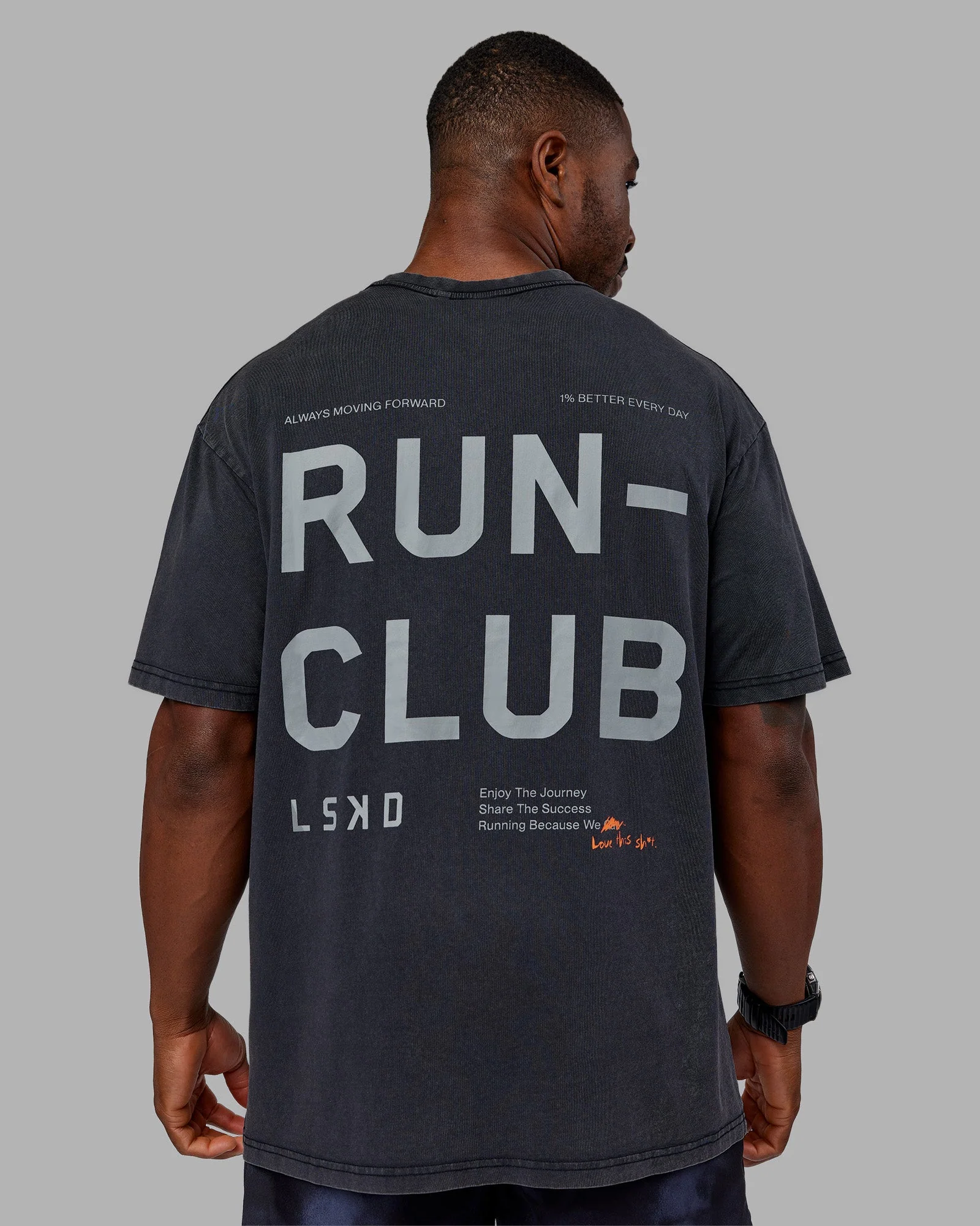 Love The Run FLXCotton Tee Oversize - Black Washed-Circular Gray - Image 2