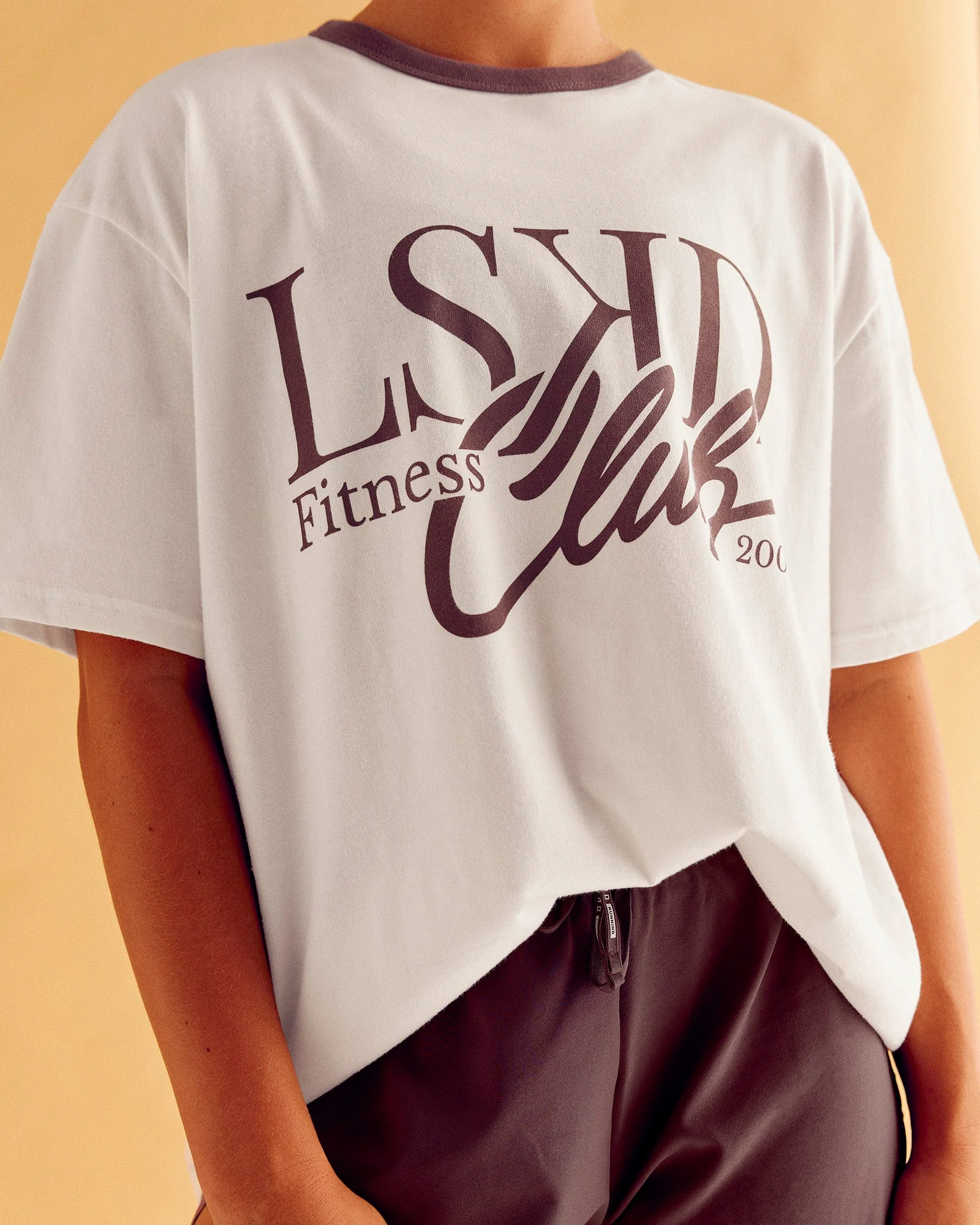 LSKD Fitness Club Heavyweight Oversized Tee - Off White-Cocoa Powder