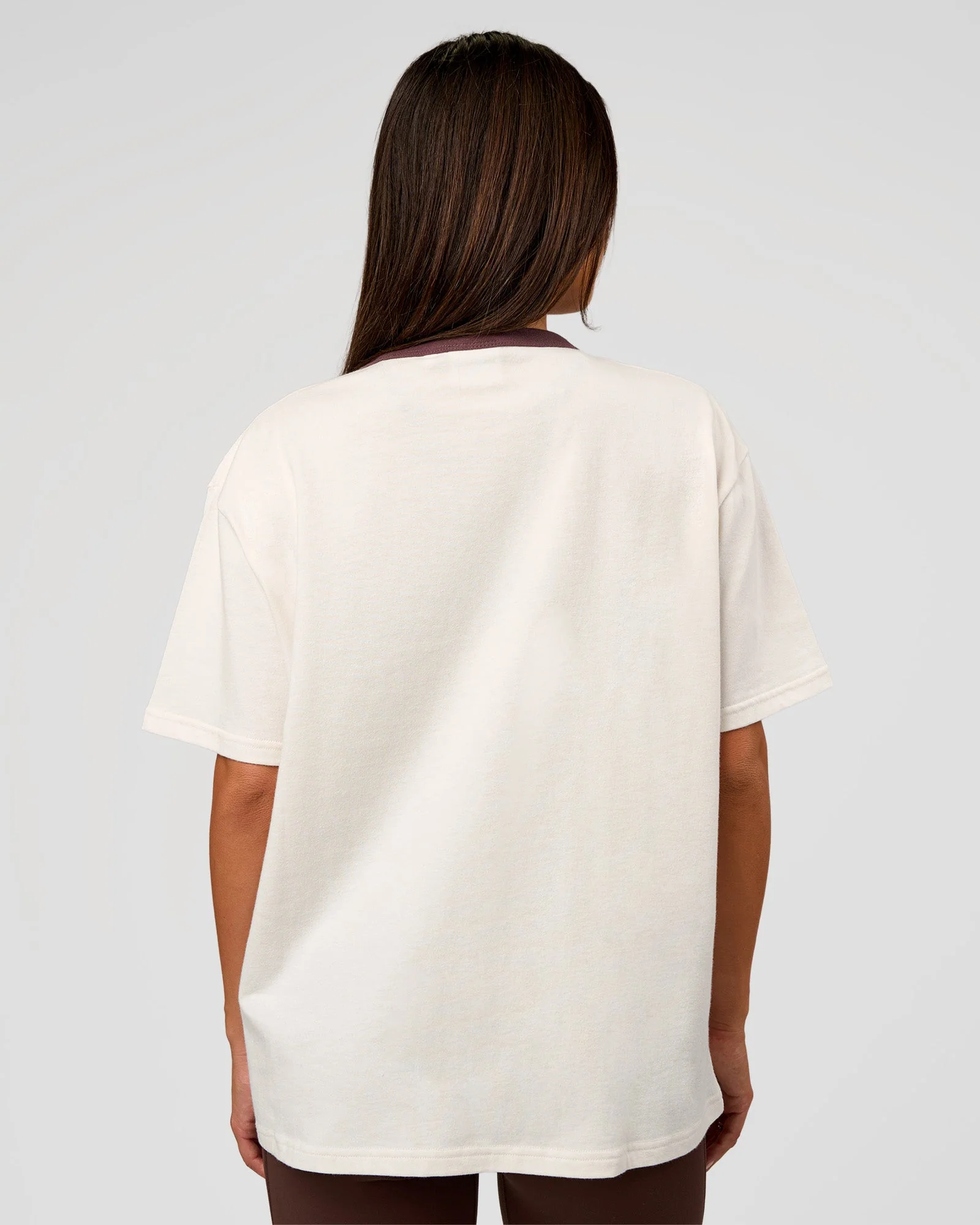 LSKD Fitness Club Heavyweight Oversized Tee - Off White-Cocoa Powder - Image 3