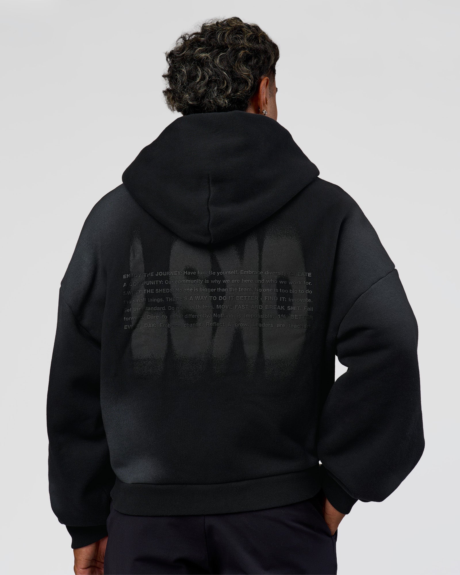 Memory In Motion Ultra Heavyweight Zip Thru Hoodie - Black Washed - Image 11