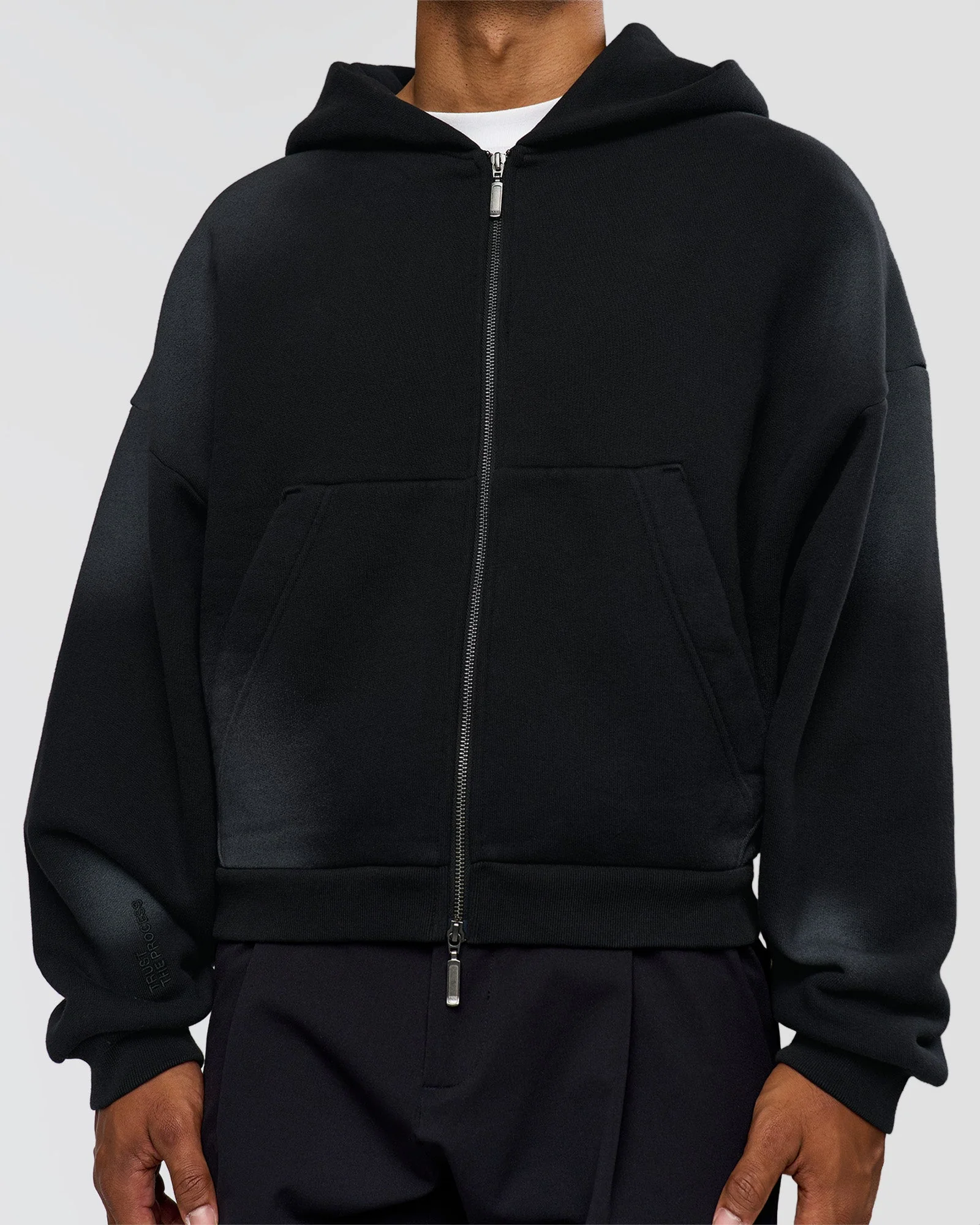 Memory In Motion Ultra Heavyweight Zip Thru Hoodie - Black Washed - Image 14