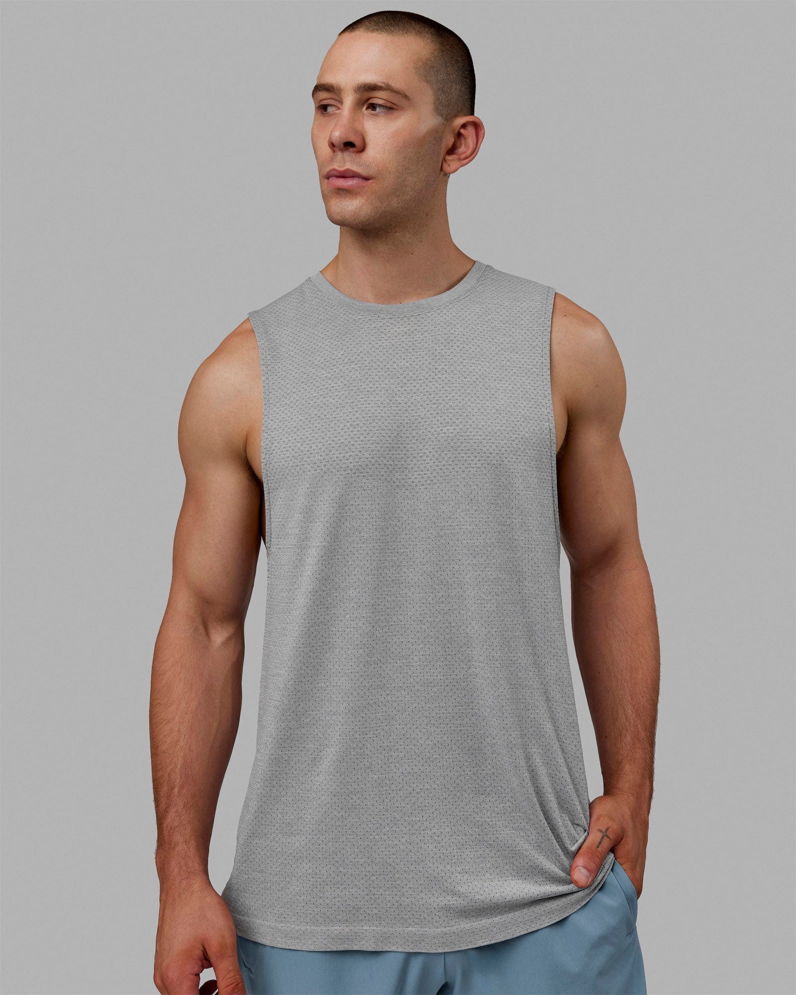 AeroFLX+ Seamless Muscle Tank - Lt Grey Marl - Image 2