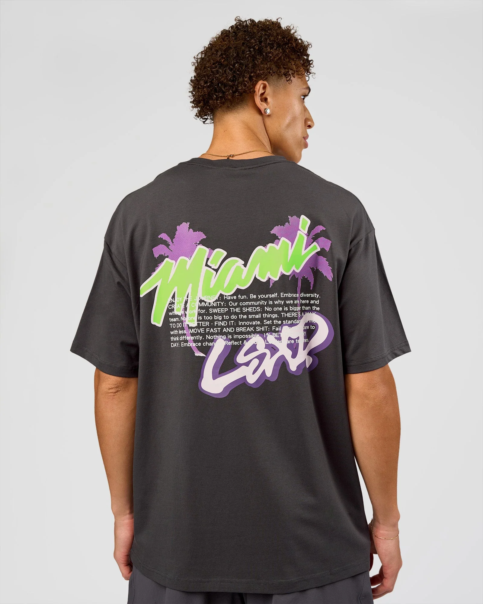 Miami Snatch FLXCotton Oversized Tee - Dark Storm-Marshmallow - Image 13