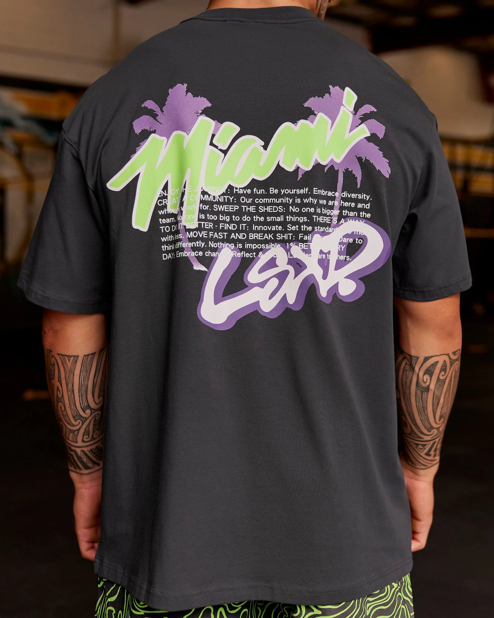 Miami Snatch FLXCotton Oversized Tee - Dark Storm-Marshmallow - Image 3