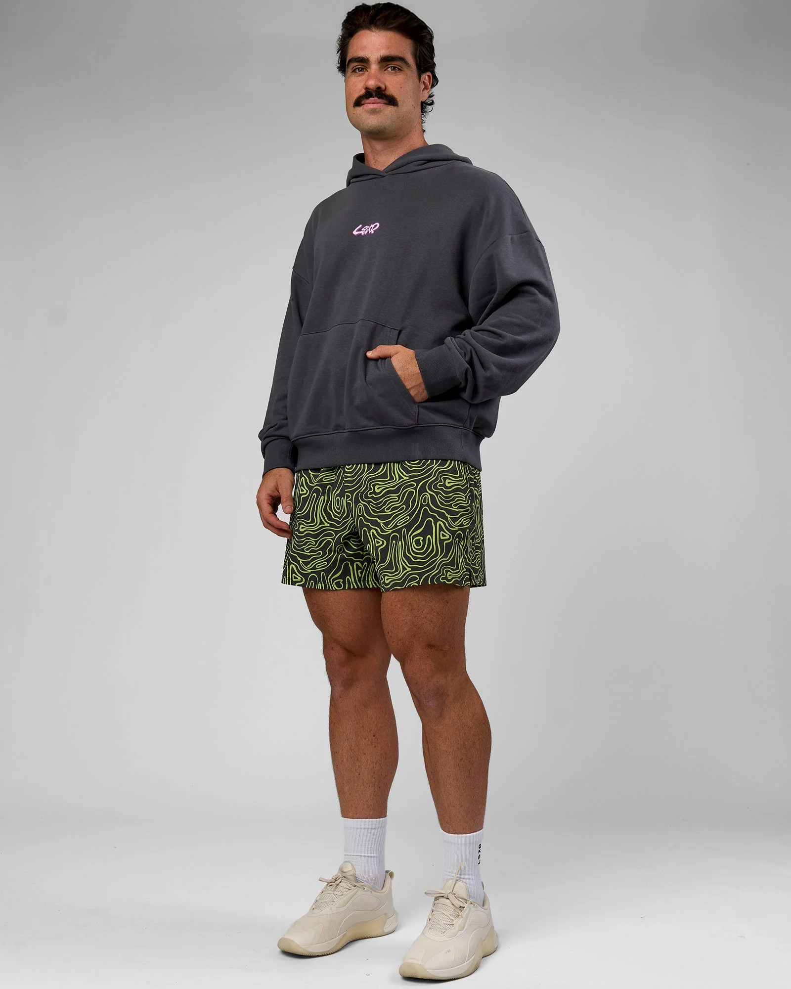 Miami Vibe Oversized Hoodie - Dark Storm-Marshmallow - Image 7