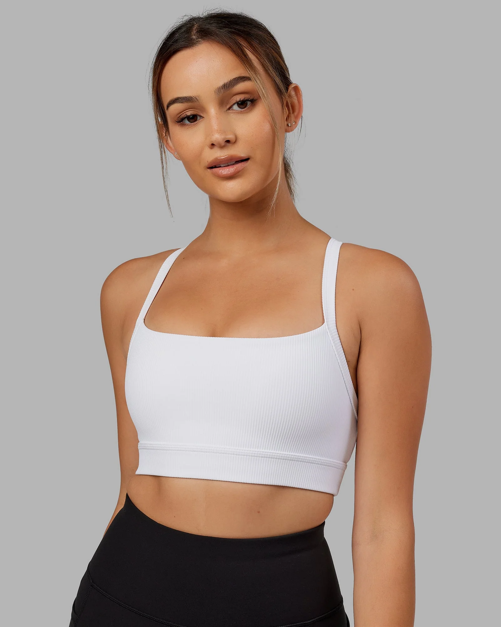 Momentum Ribbed Sports Bra - White - Image 3