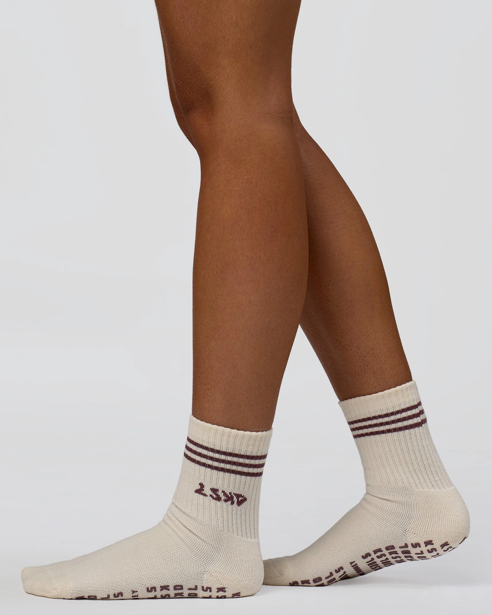 Motion Pilates Grip Socks - Off White-Hot Chocolate - Image 2