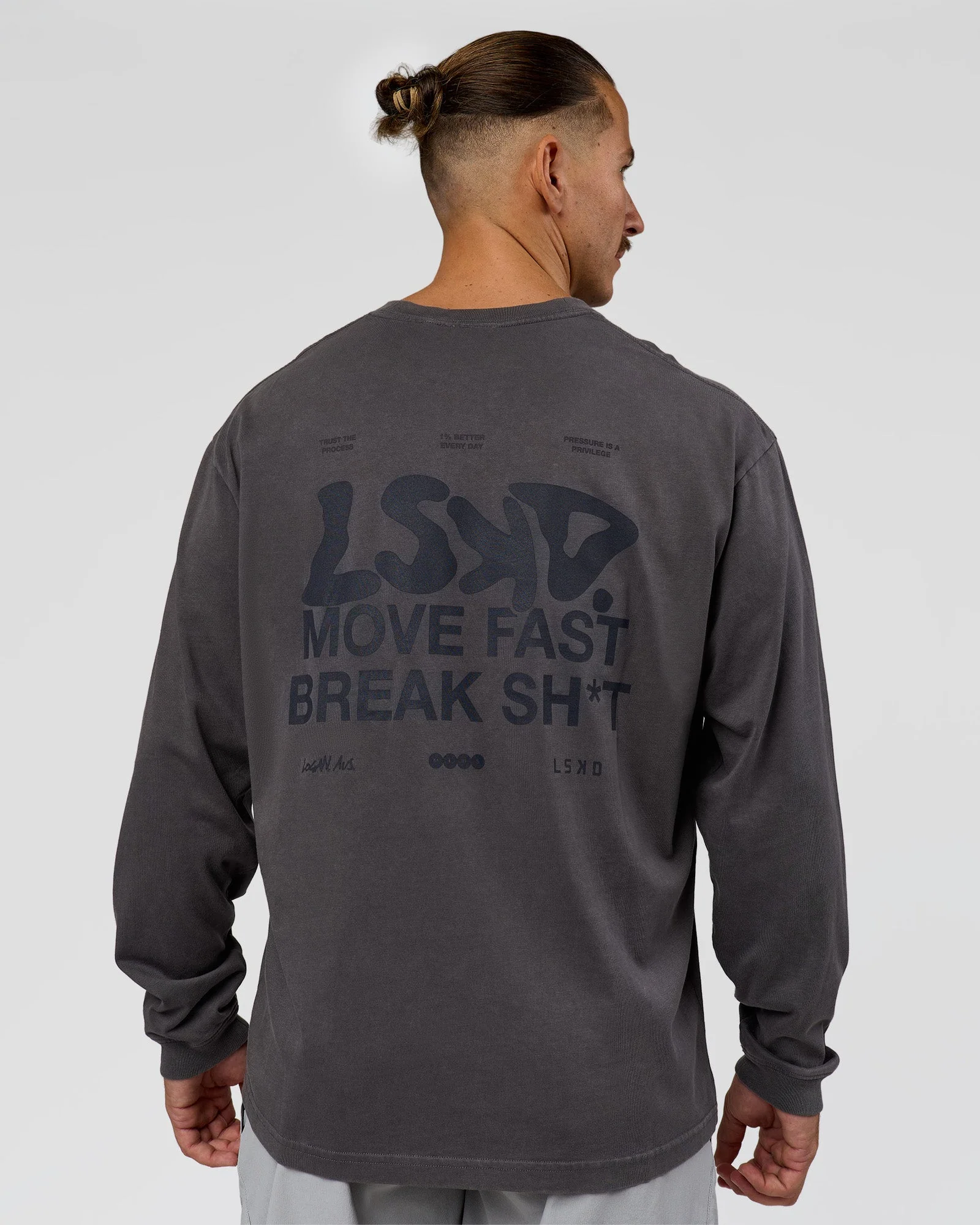 Move Fast Heavyweight Oversized Long Sleeve Tee - Dark Storm Washed - Image 2