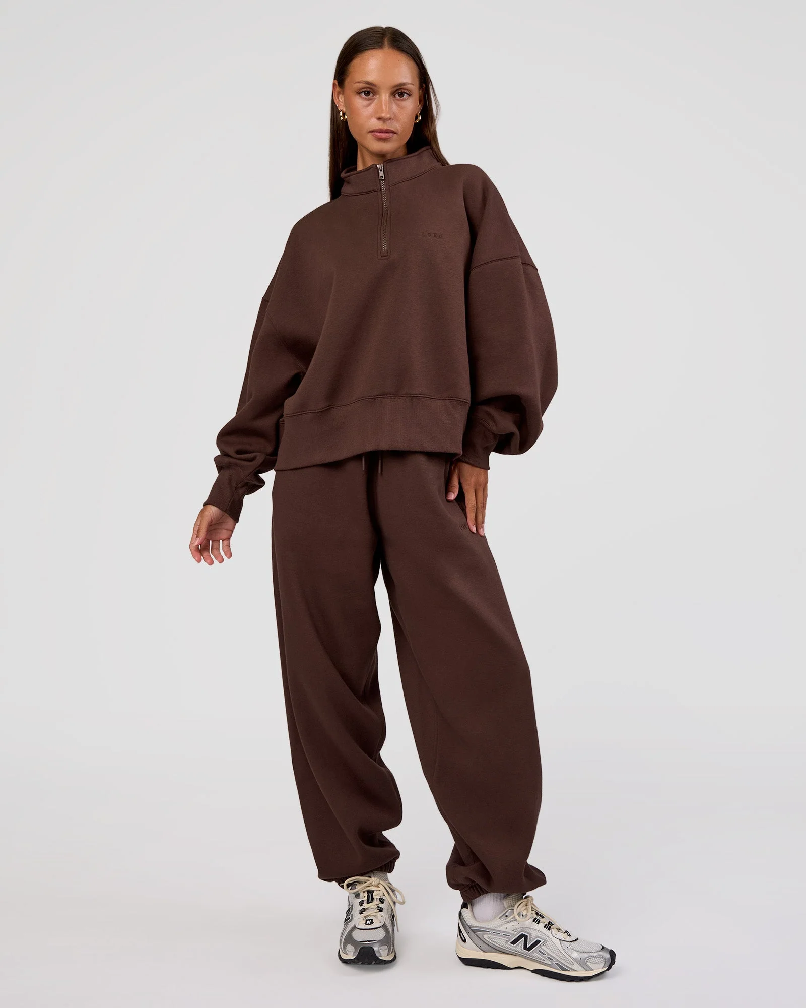 MVP 1/2 Zip Oversized Sweater - Hot Chocolate - Image 2