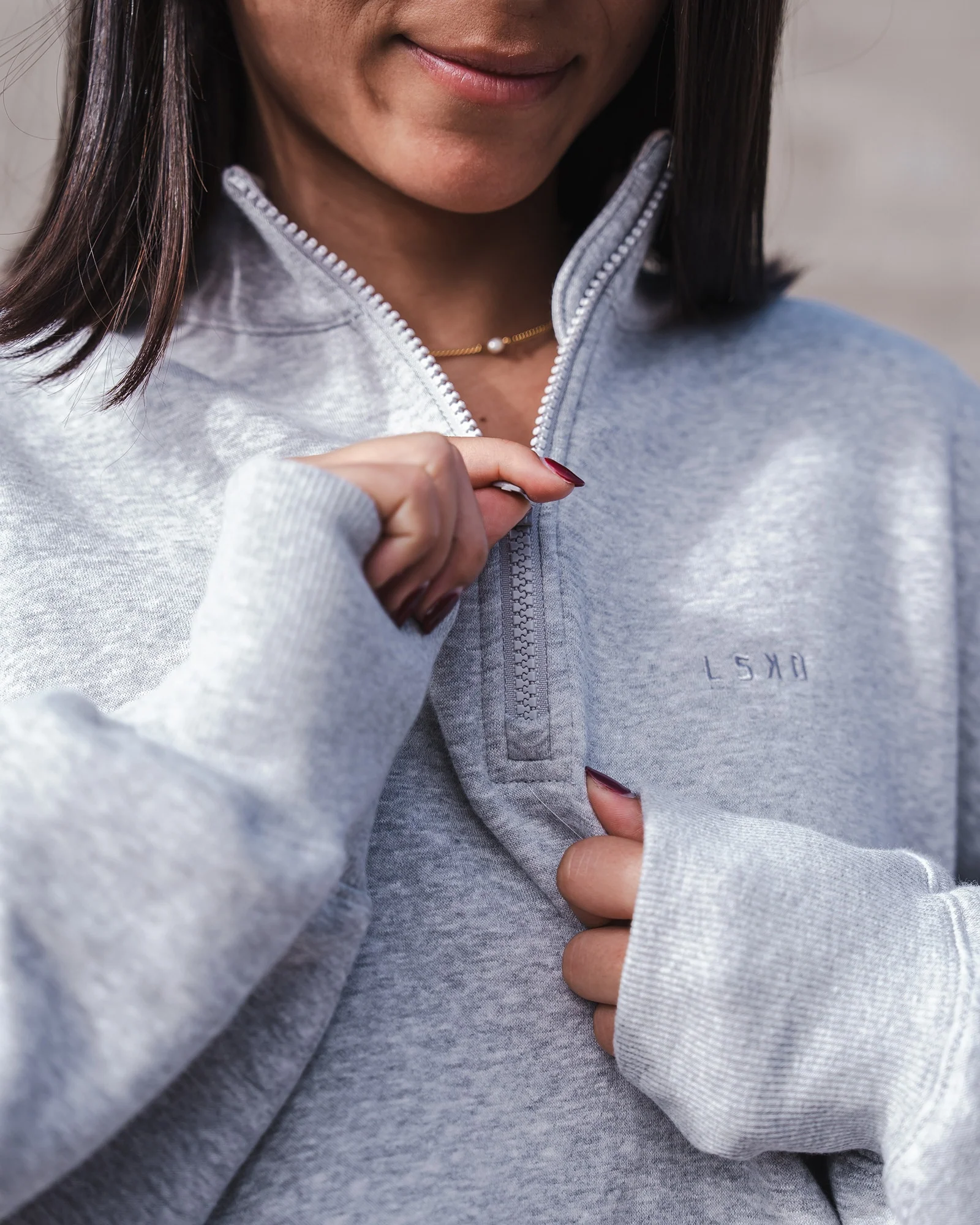 MVP 1/2 Zip Oversized Sweater - Light Grey Marl - Image 3