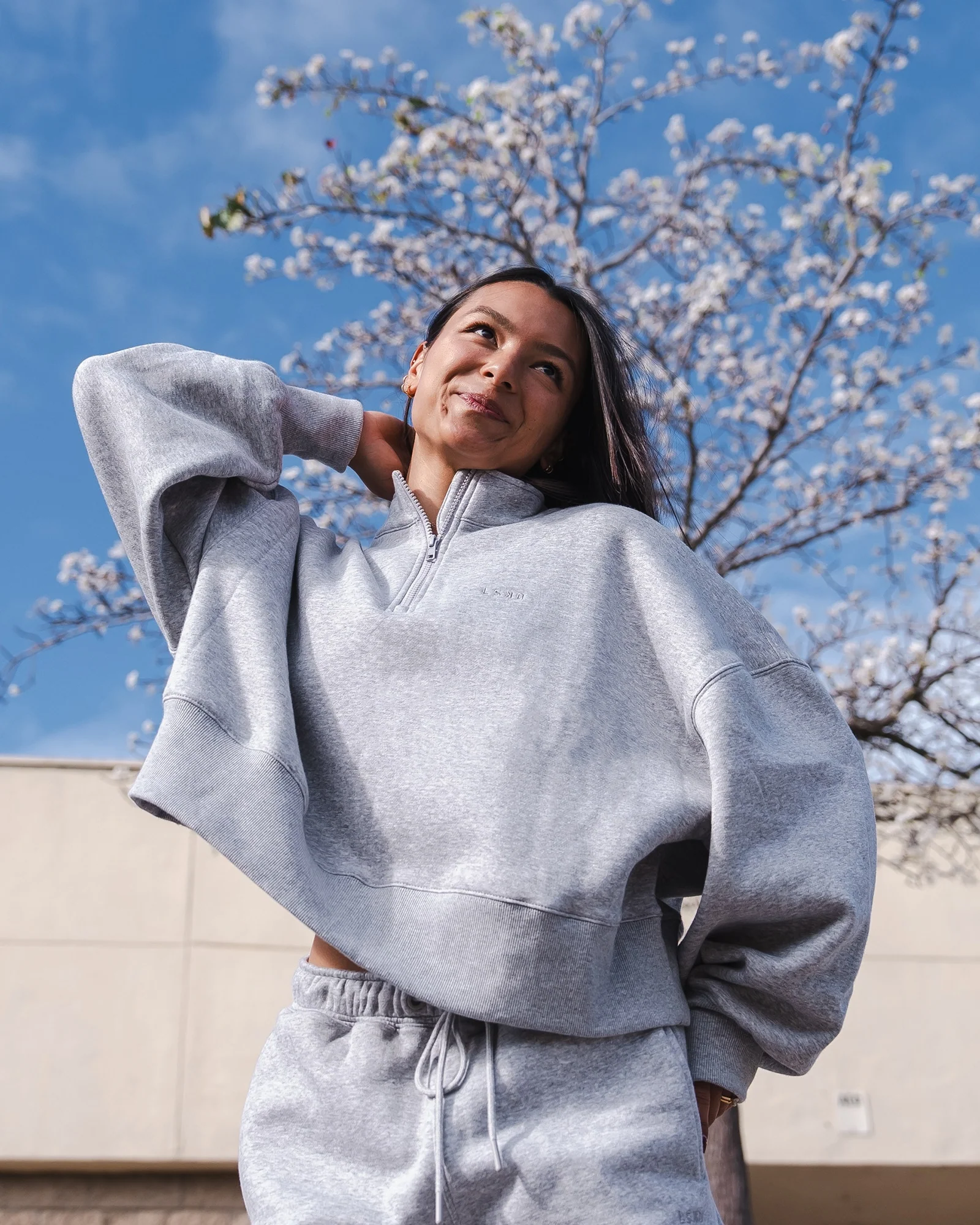 MVP 1/2 Zip Oversized Sweater - Light Grey Marl - Image 5