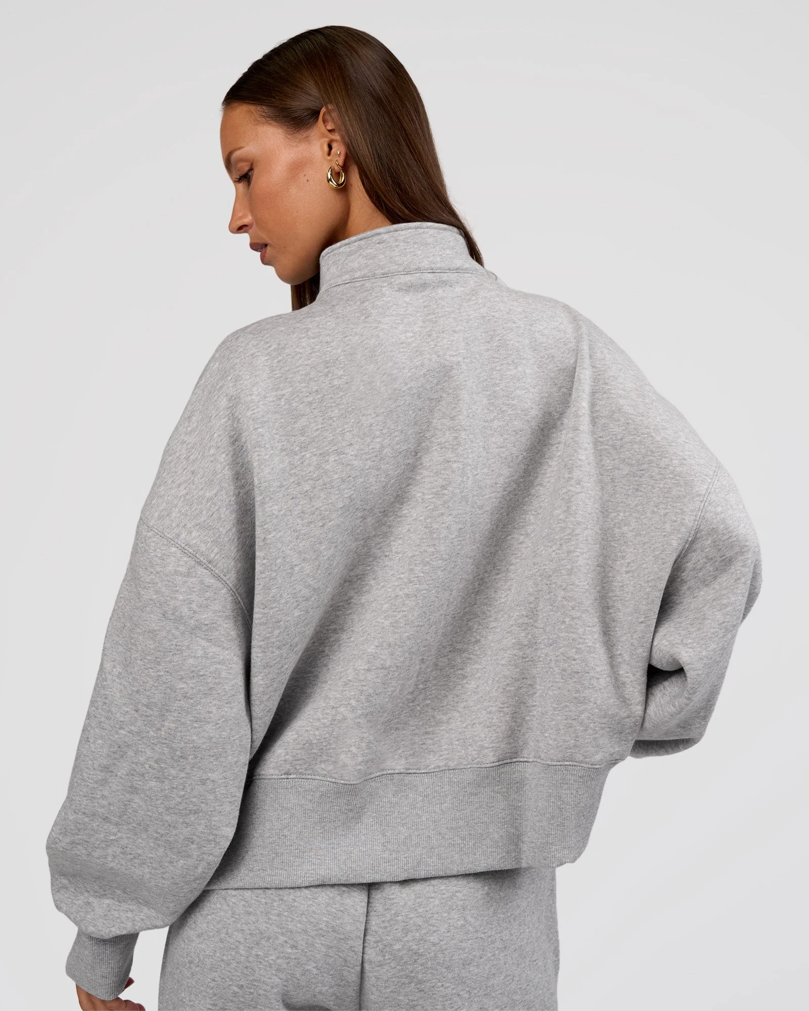 MVP 1/2 Zip Oversized Sweater - Light Grey Marl - Image 7