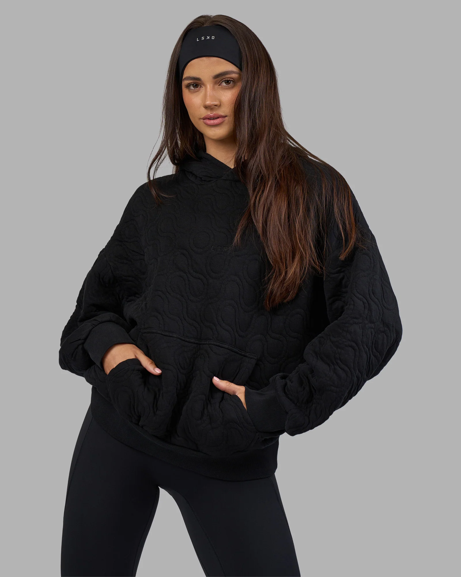 MVP Quilted Oversized Hoodie - Black-Geometric - Image 2