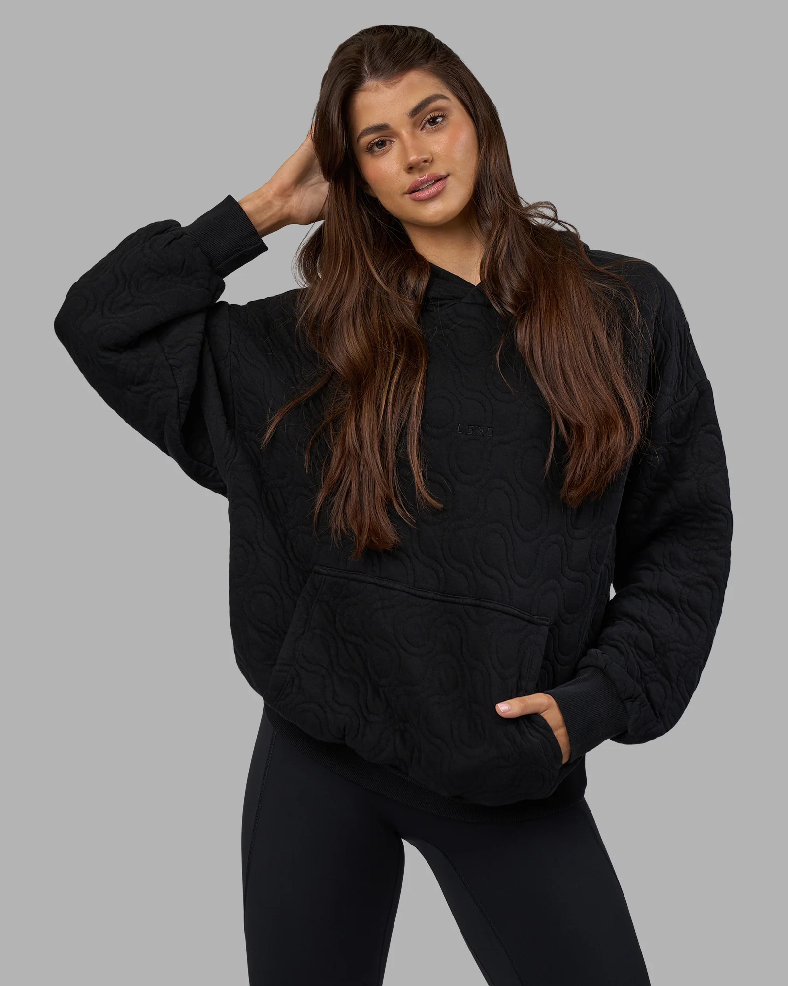 MVP Quilted Oversized Hoodie - Black-Geometric - Image 6