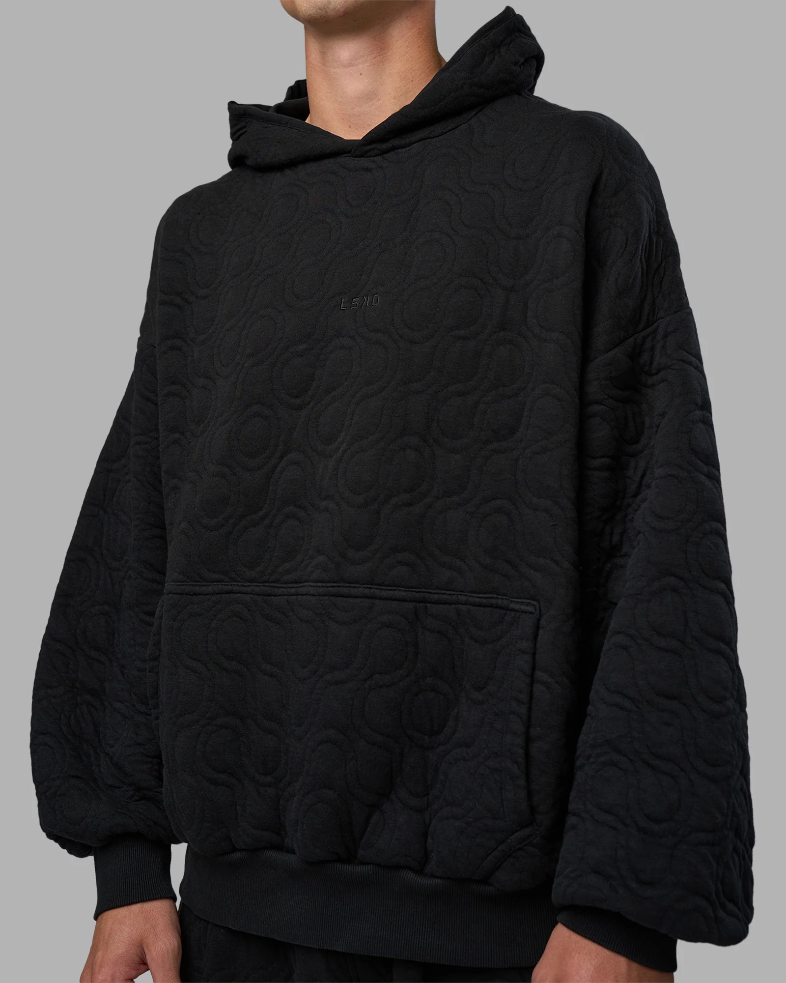 MVP Quilted Oversized Hoodie - Black-Geometric - Image 8