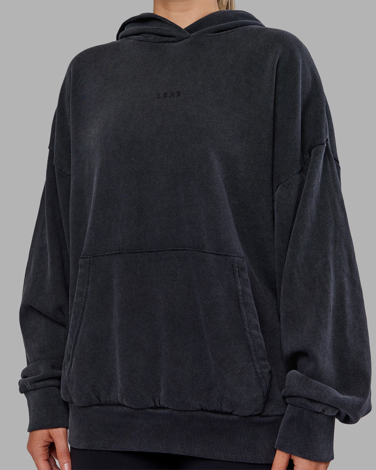 MVP Washed Terry Oversized Hoodie - Black Washed - Image 8
