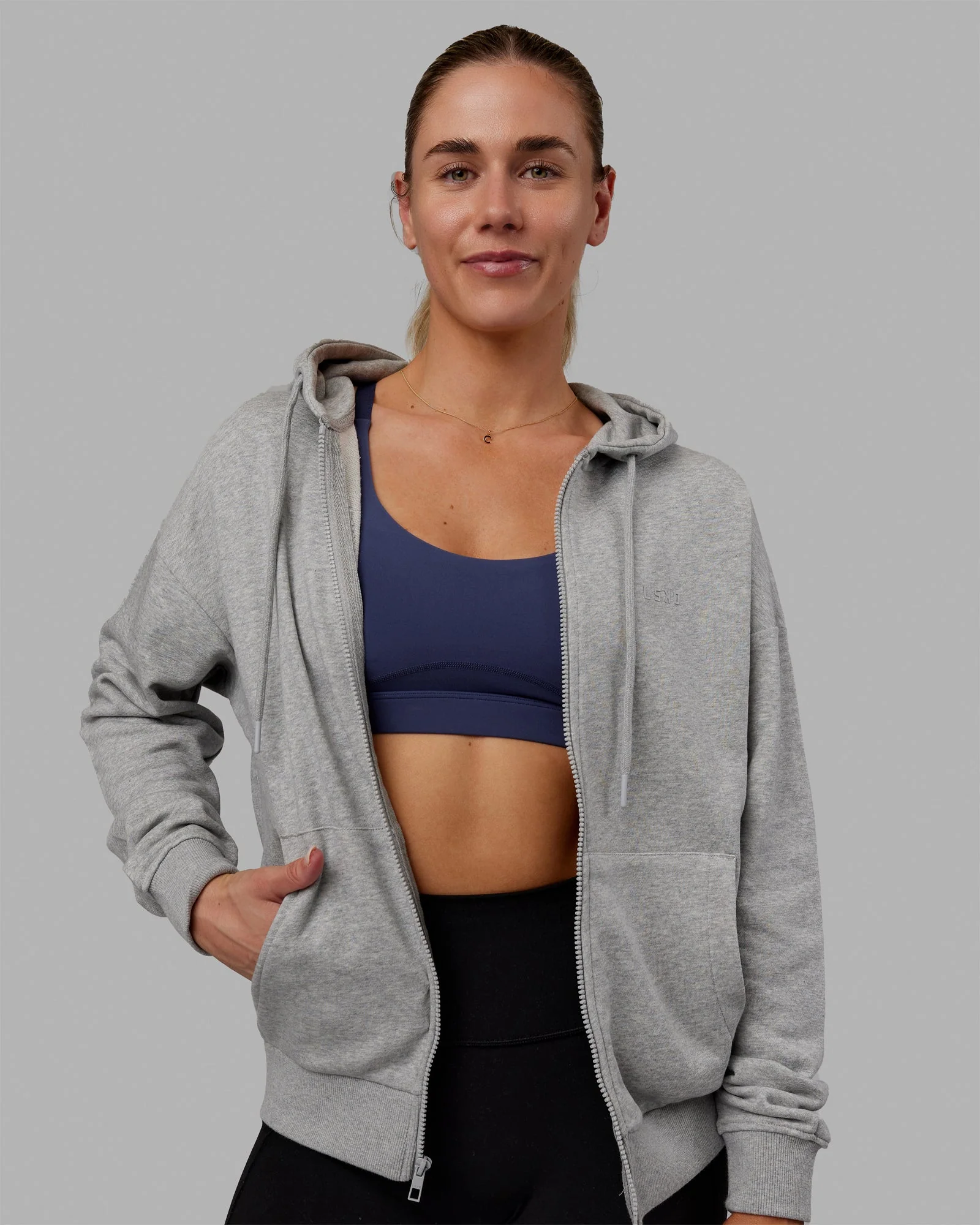 MVP Zip Through Hoodie - Light Grey Marl - Image 2