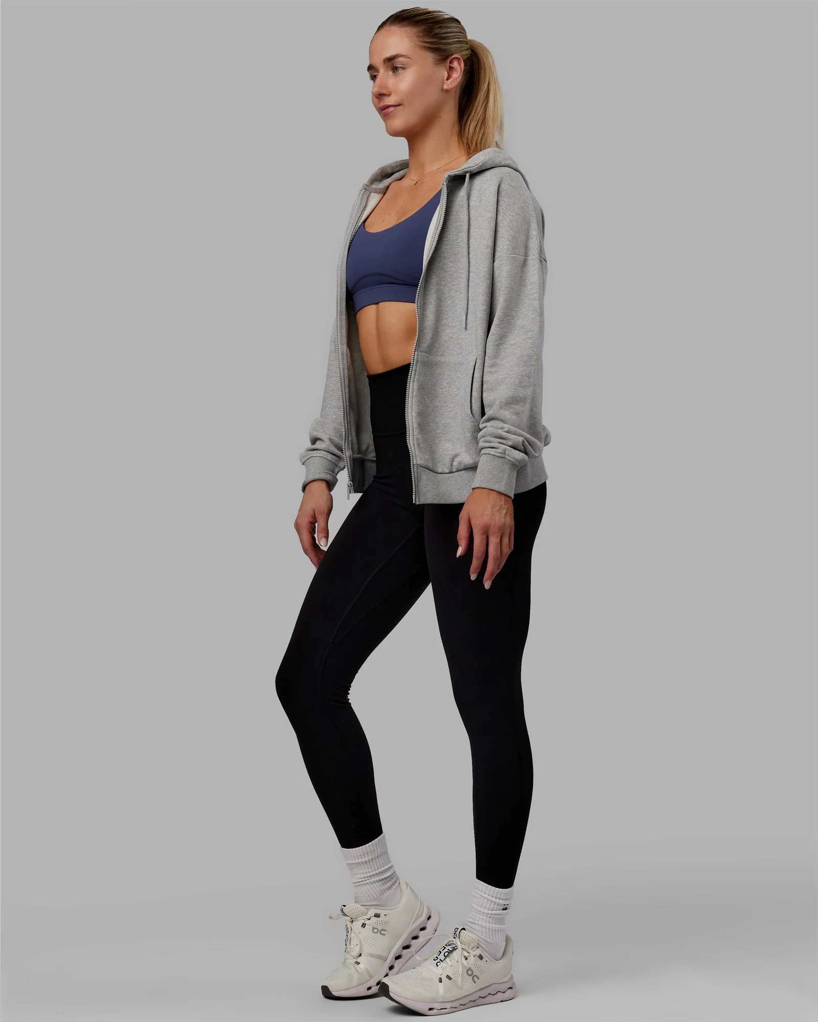 MVP Zip Through Hoodie - Light Grey Marl - Image 3