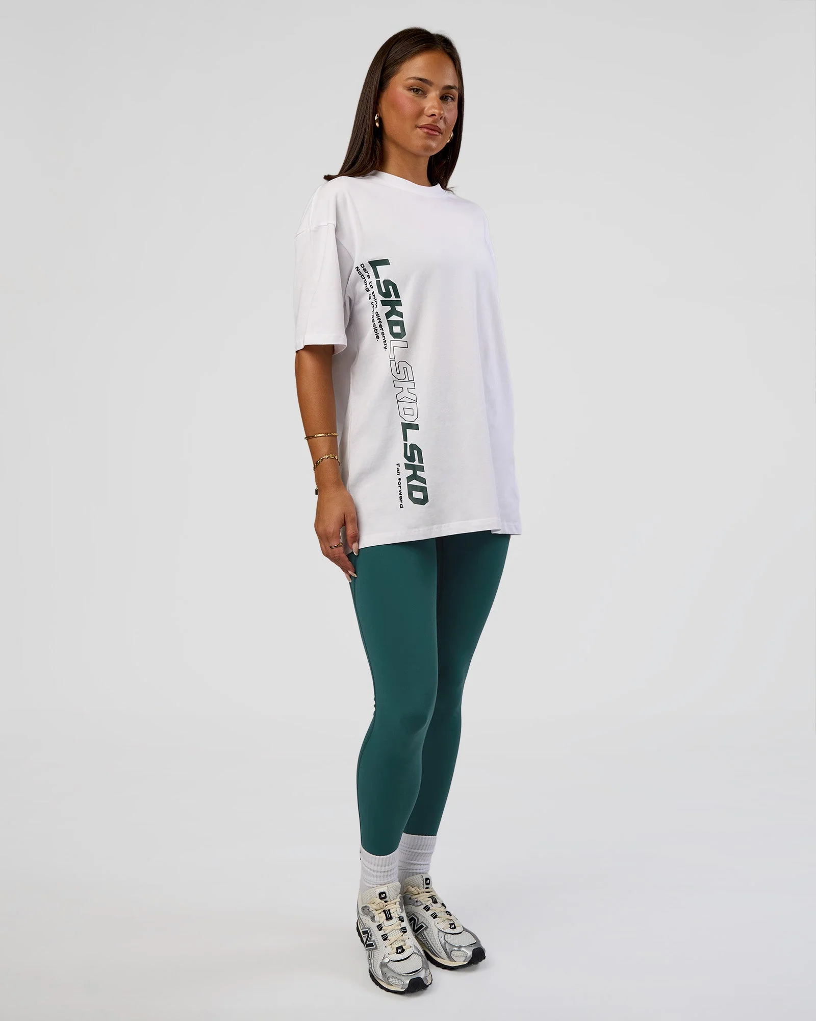 Nothing Is Impossible FLXCotton Oversized Tee - White-Vital Green - Image 5