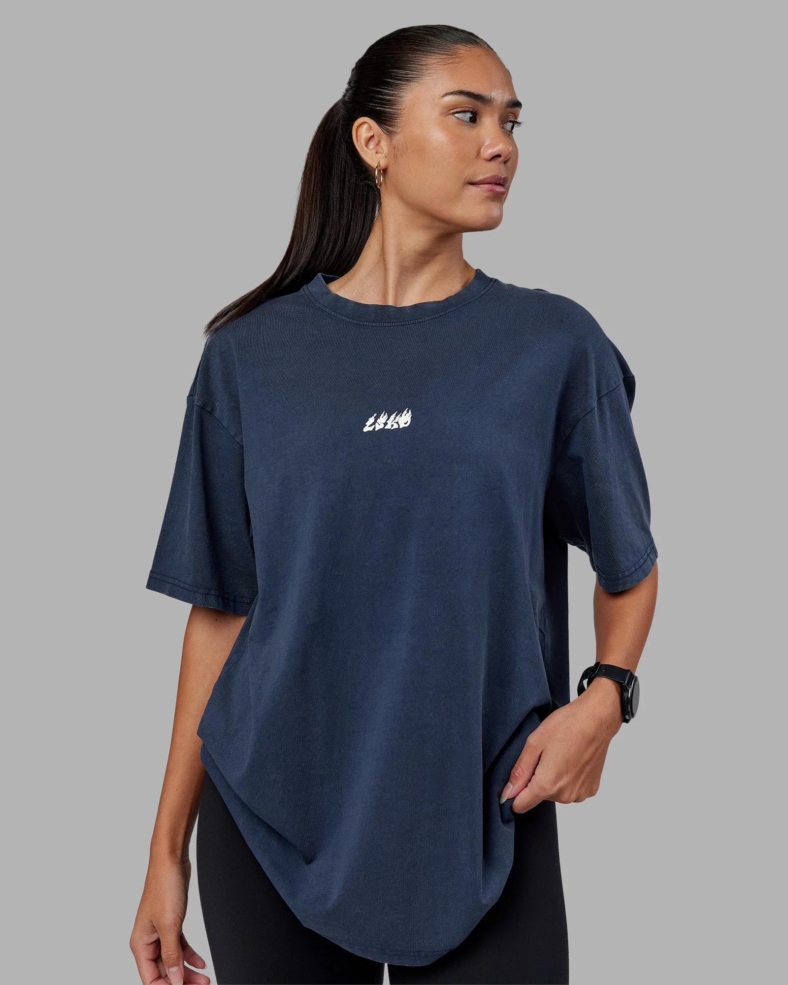 NY25 FLXCotton Oversized Tee - Future Navy Washed-Blue - Image 3