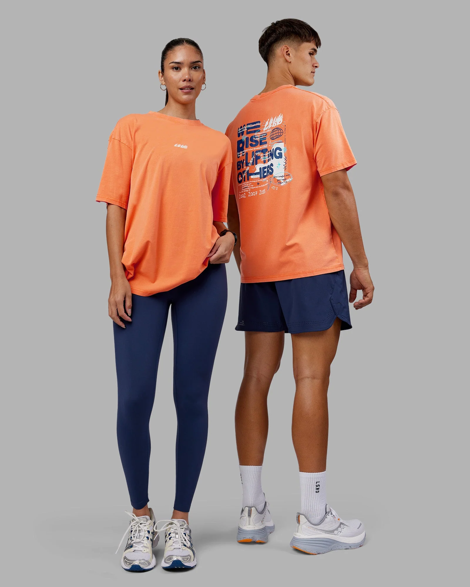 NY25 FLXCotton Oversized Tee - Vibrant Orange Washed-White