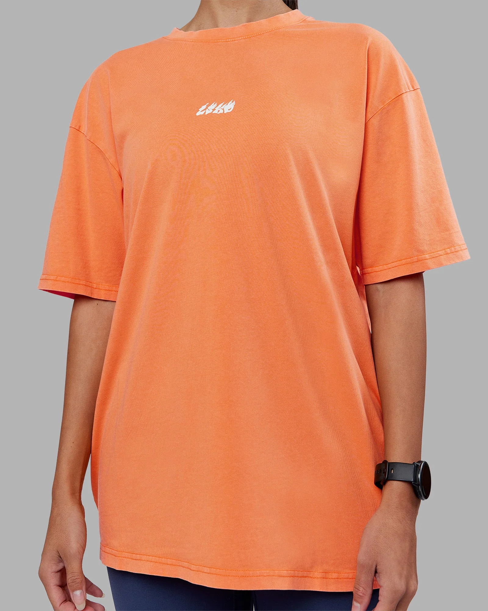 NY25 FLXCotton Oversized Tee - Vibrant Orange Washed-White - Image 10