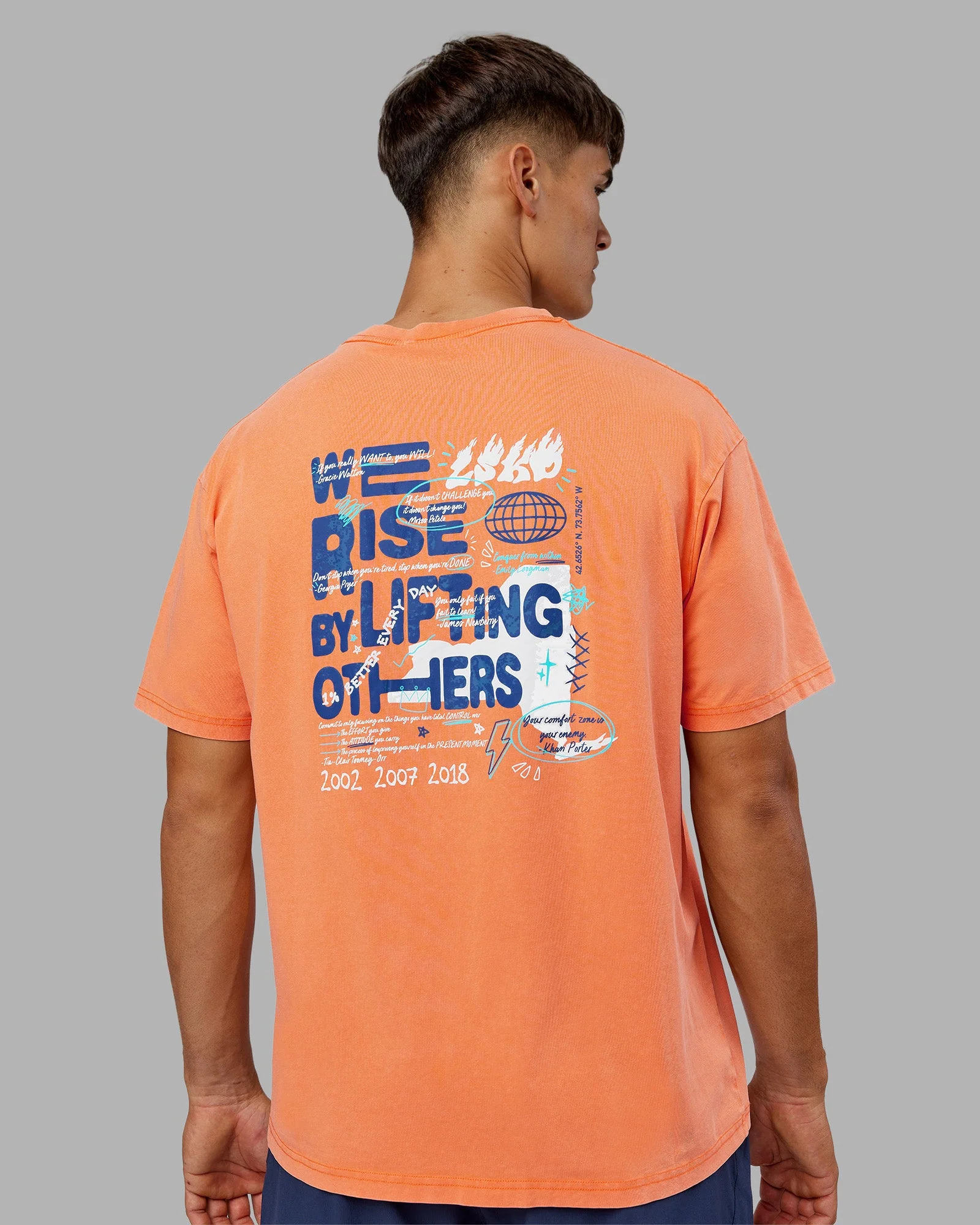 NY25 FLXCotton Oversized Tee - Vibrant Orange Washed-White - Image 11
