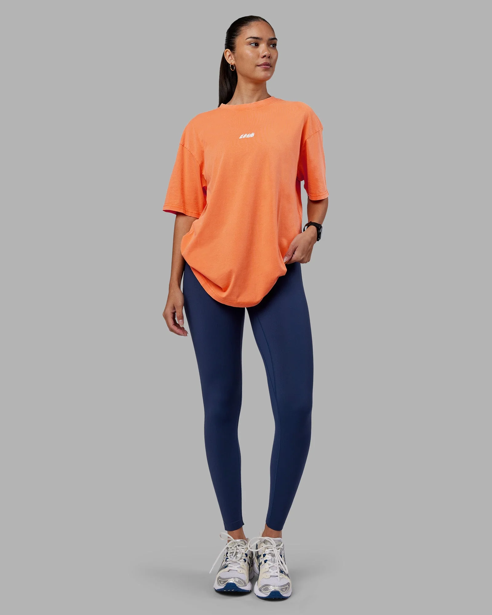 NY25 FLXCotton Oversized Tee - Vibrant Orange Washed-White - Image 12