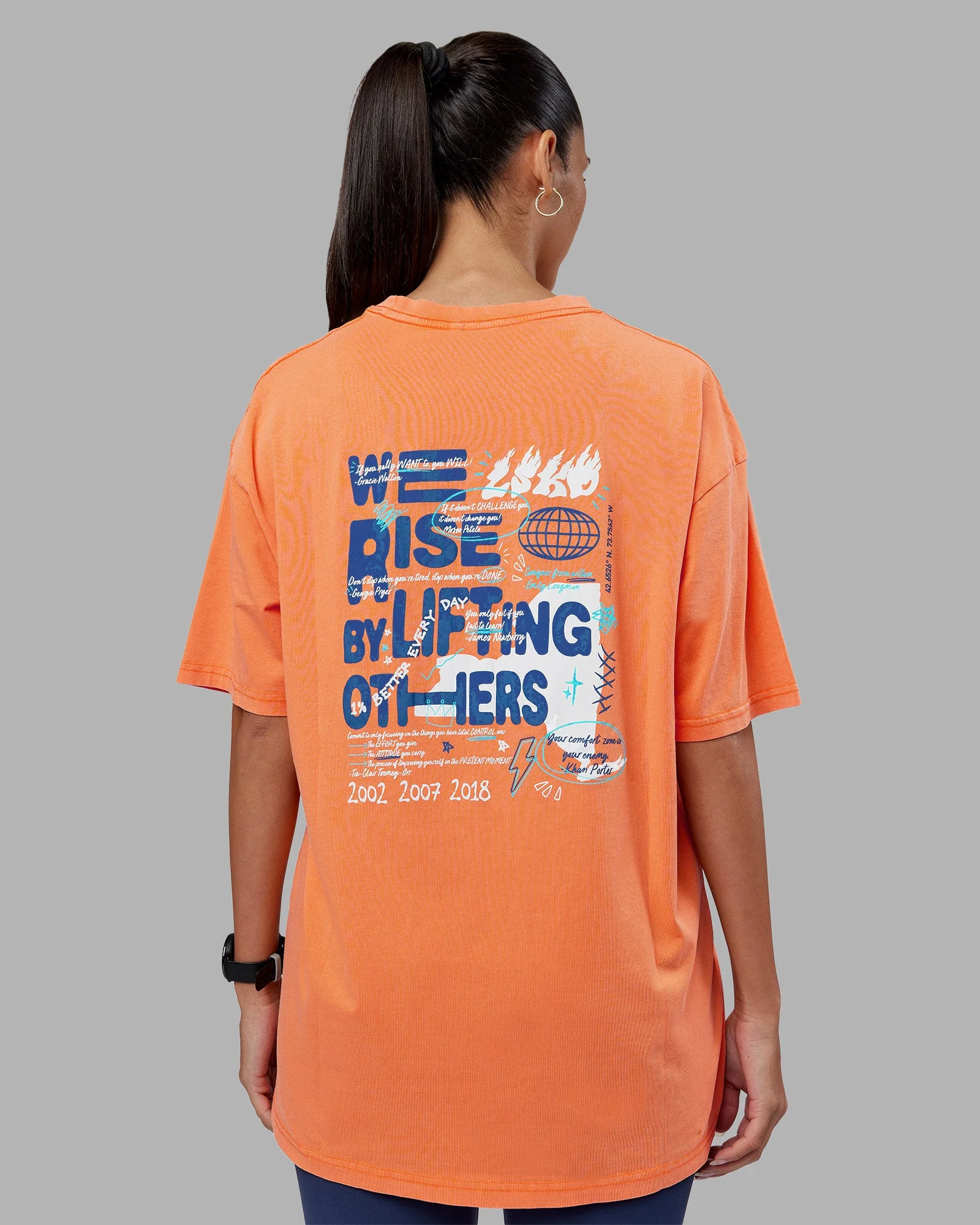 NY25 FLXCotton Oversized Tee - Vibrant Orange Washed-White - Image 13