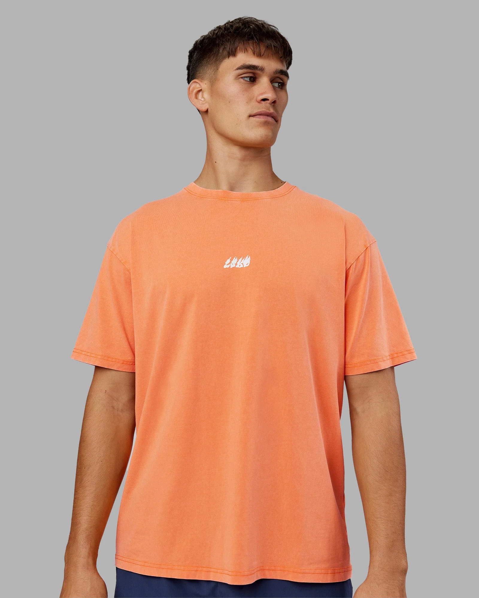 NY25 FLXCotton Oversized Tee - Vibrant Orange Washed-White - Image 4