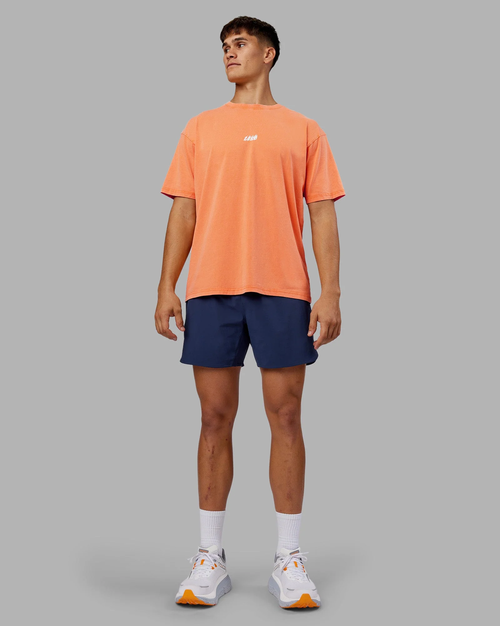 NY25 FLXCotton Oversized Tee - Vibrant Orange Washed-White - Image 5