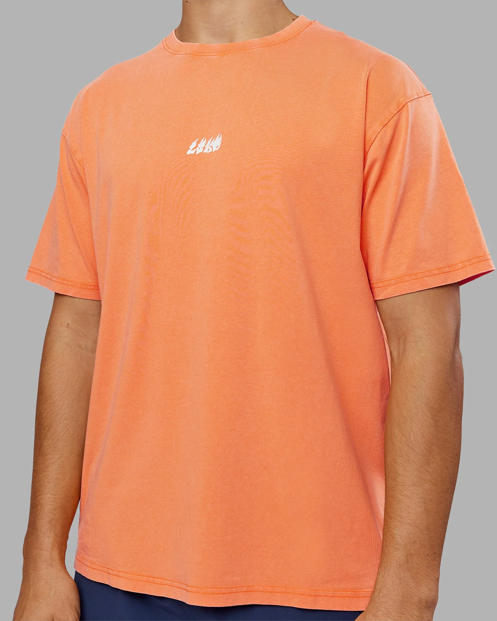 NY25 FLXCotton Oversized Tee - Vibrant Orange Washed-White - Image 6