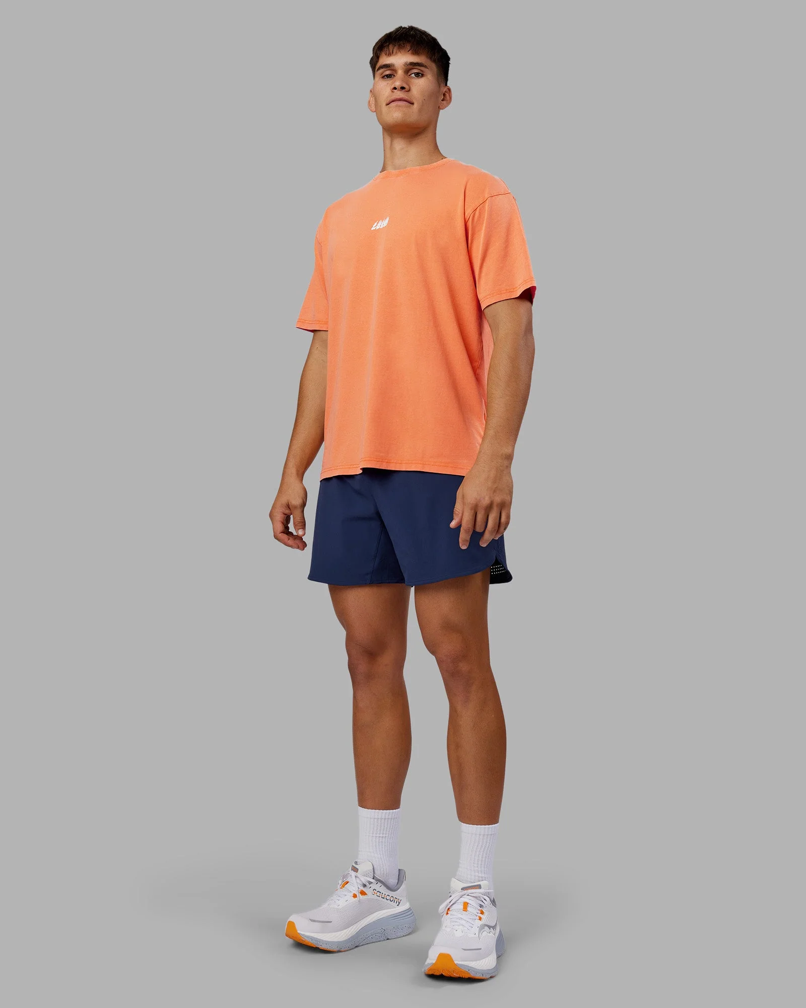 NY25 FLXCotton Oversized Tee - Vibrant Orange Washed-White - Image 7