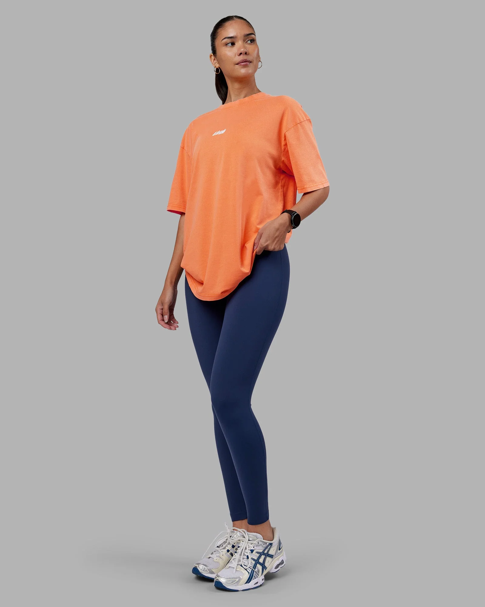 NY25 FLXCotton Oversized Tee - Vibrant Orange Washed-White - Image 9