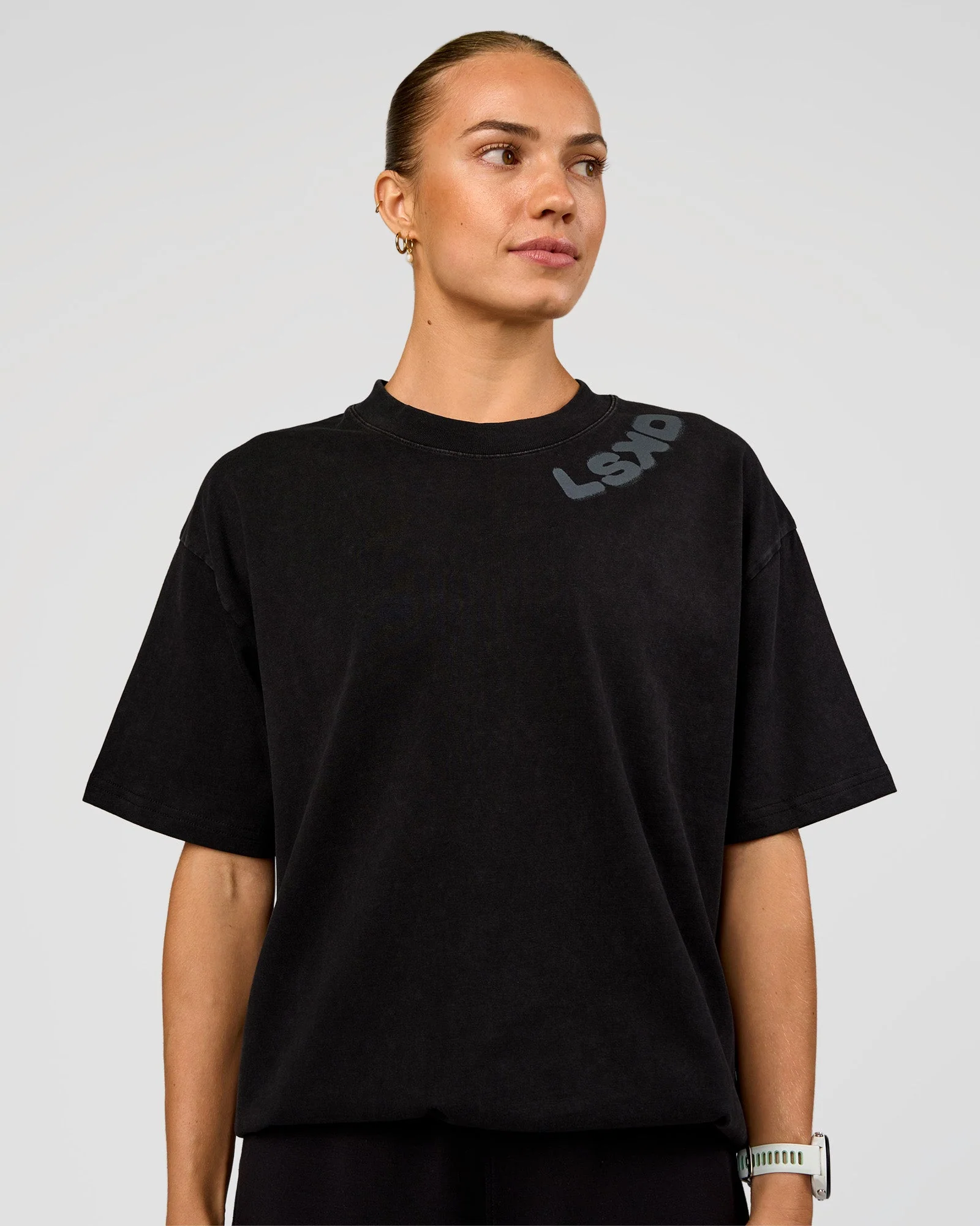 Offset Heavyweight Unisex Oversized Tee - Black Washed-Castlerock - Image 4
