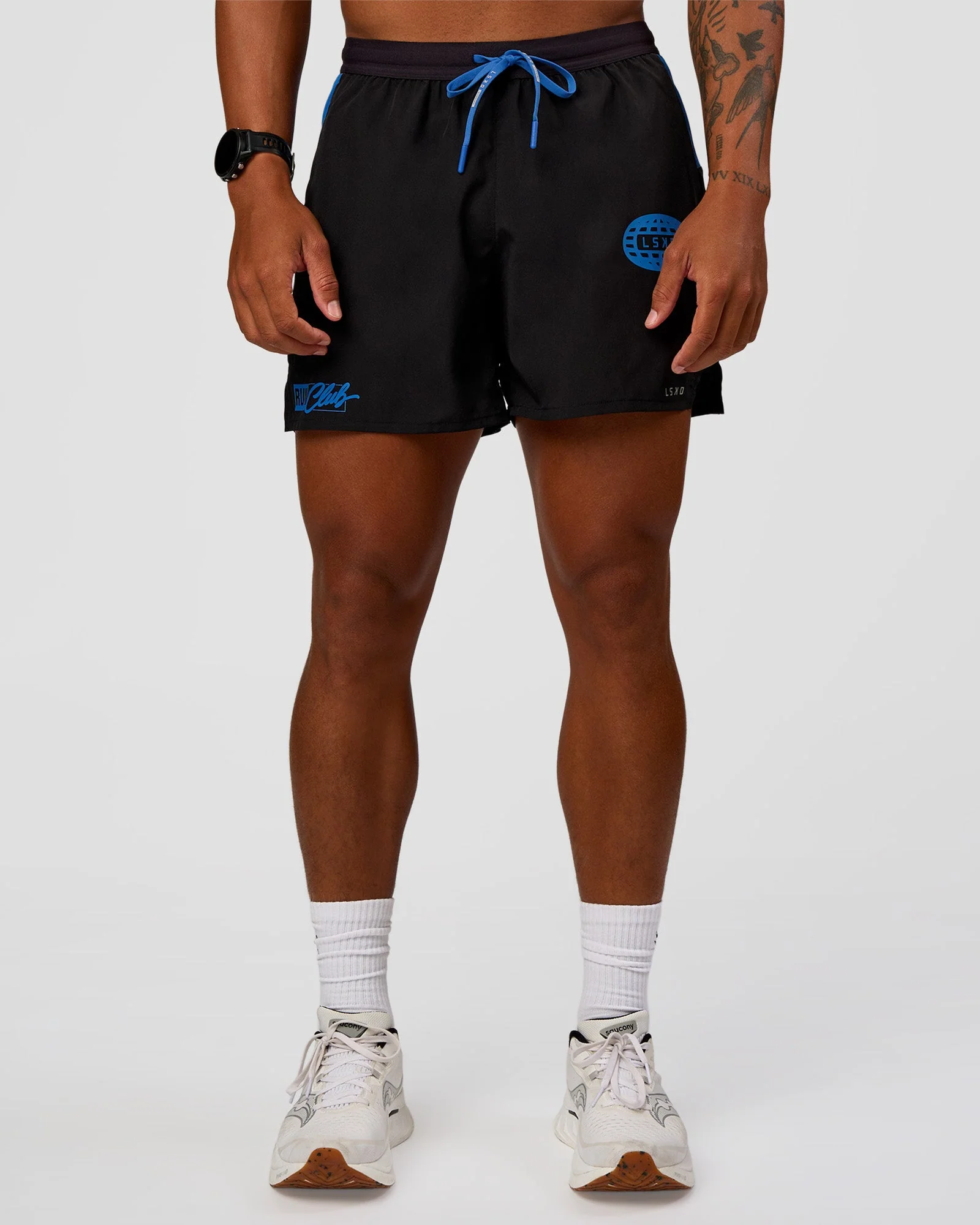Pace 5" Lined Running Short - Black-Palace Blue - Image 3