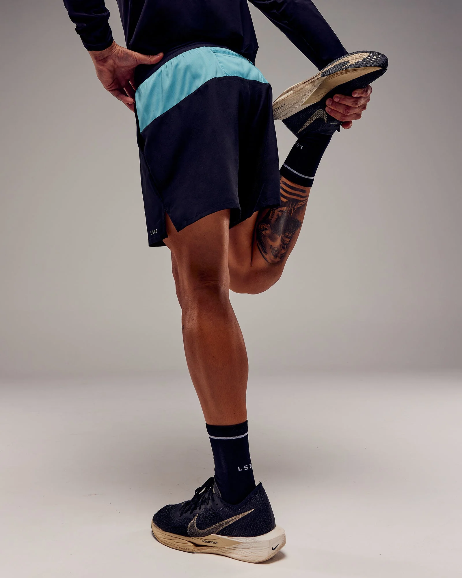 Pace 5" Lined Running Short - Black-Retro Blue - Image 3