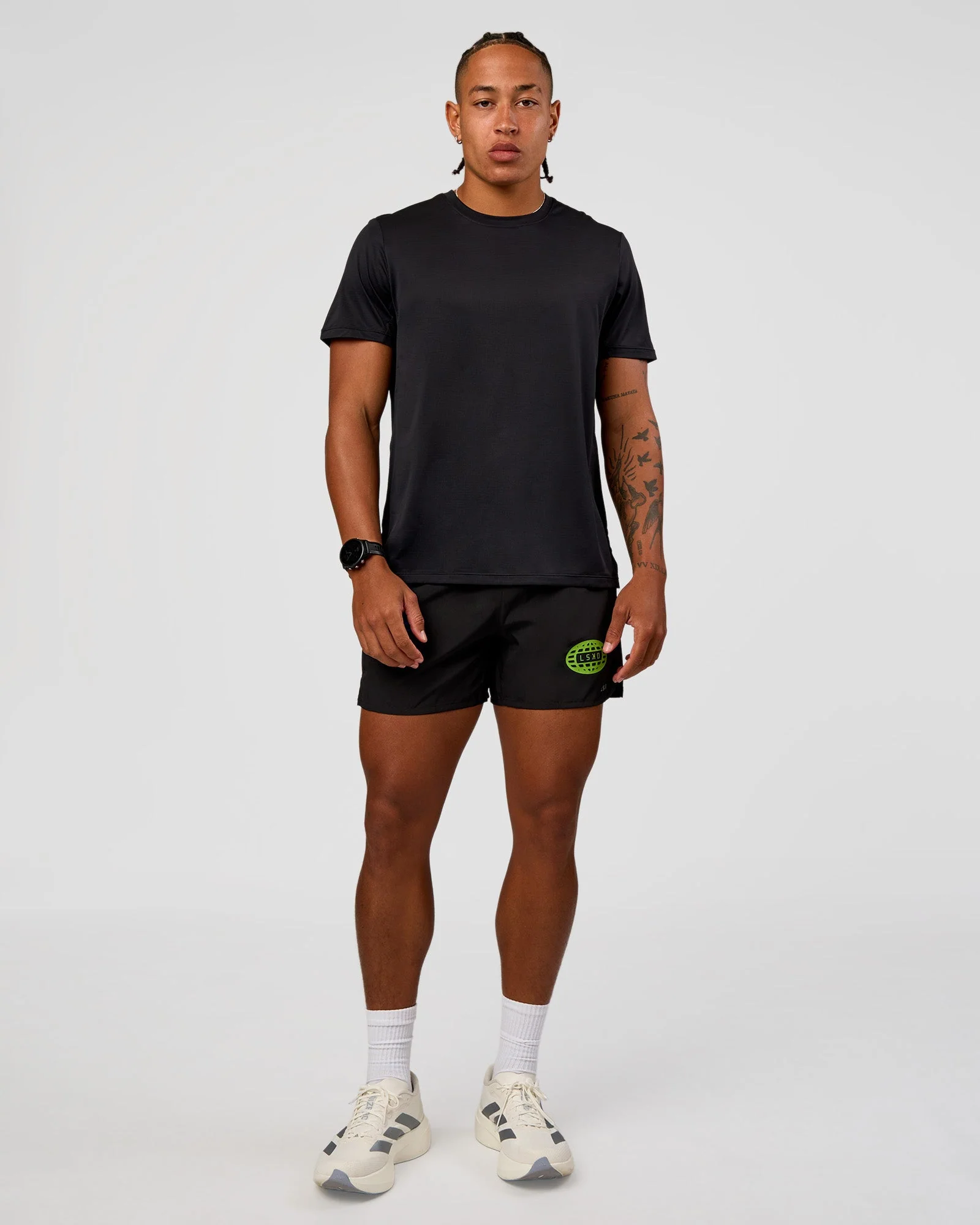 Pace 5" Lined Running Short - Black-Lime Glo Indigo - Image 4
