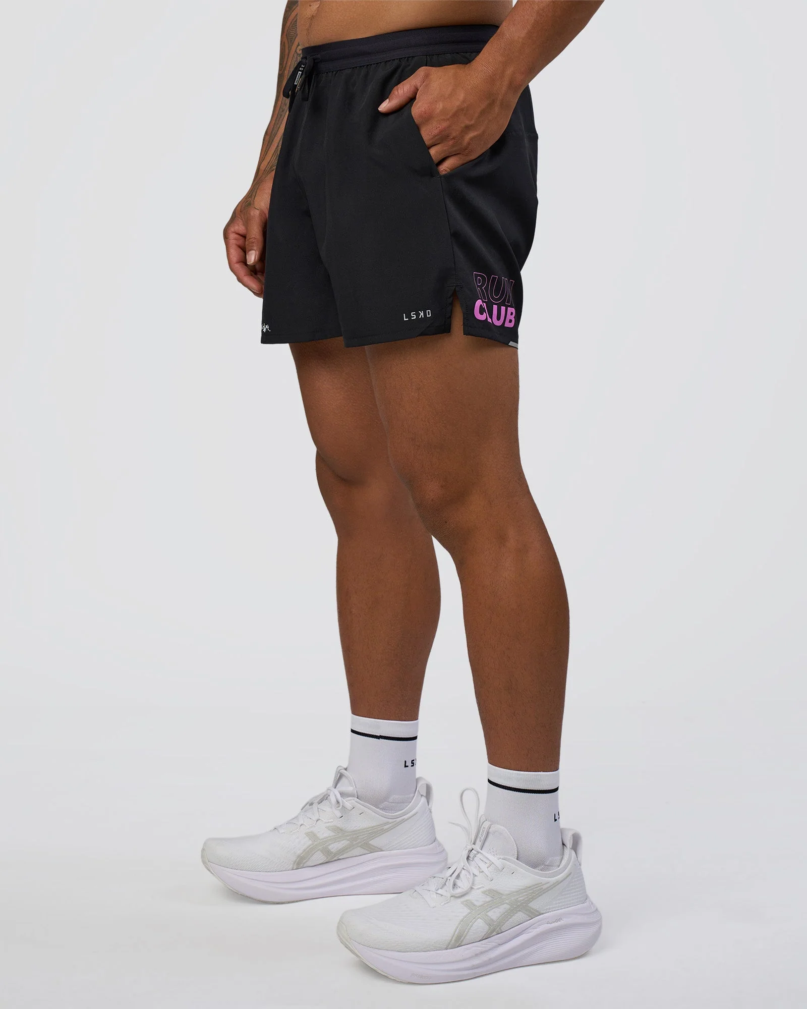 Pace 5" Lined Running Short - Black-Ultra Fuchsia - Image 2