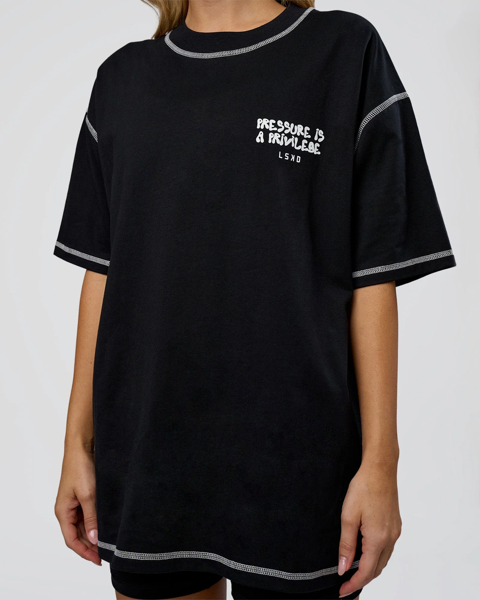 Pressure is Privilege Oversized Tee - Black-White - Image 9