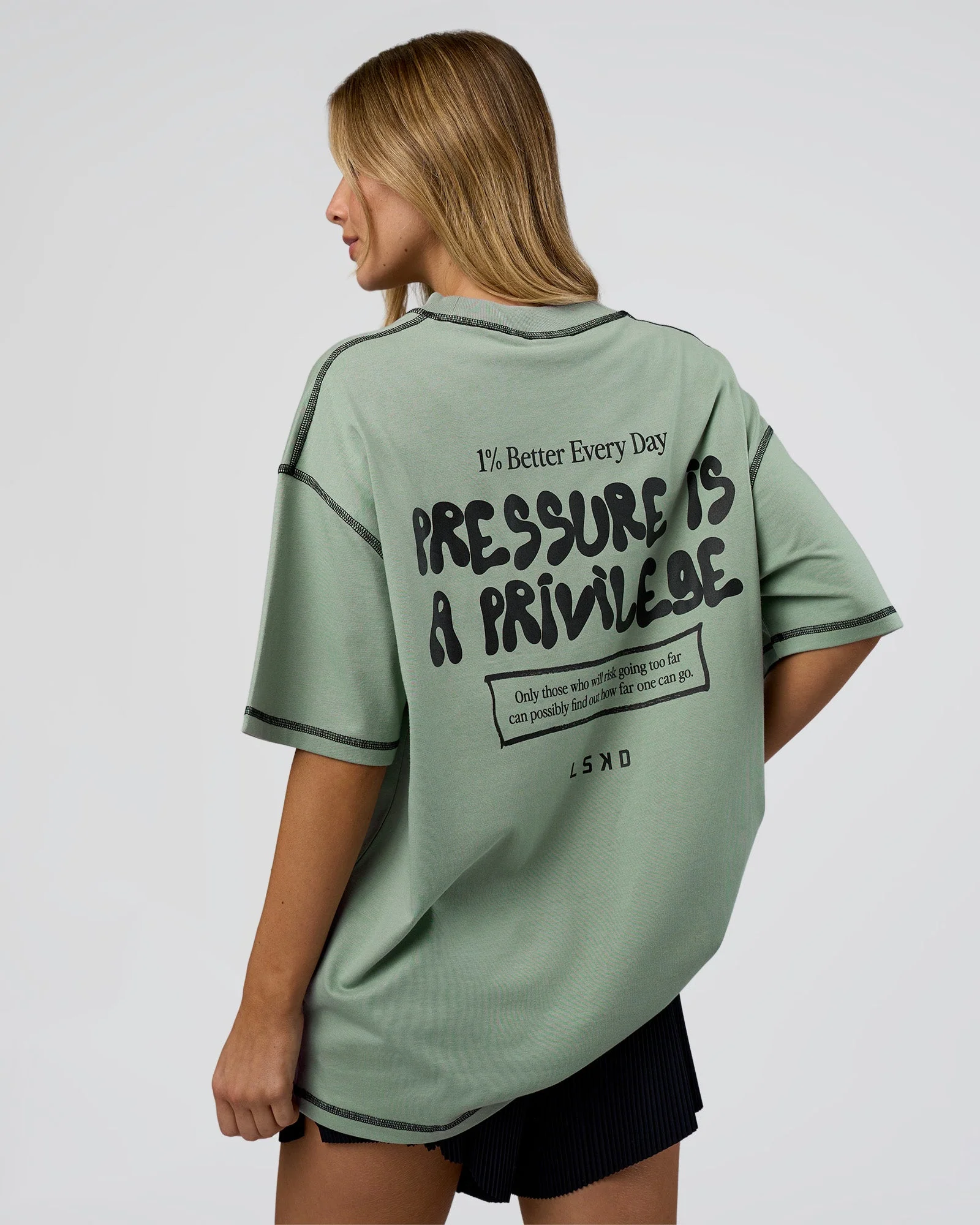 Pressure is Privilege Oversized Tee - Iceberg Green-Black - Image 4