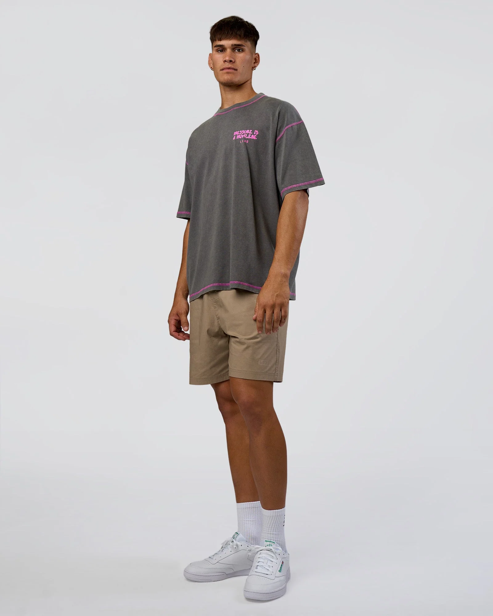 Pressure is Privilege Oversized Tee - Dark Storm Washed-Ultra Fuchsia - Image 6