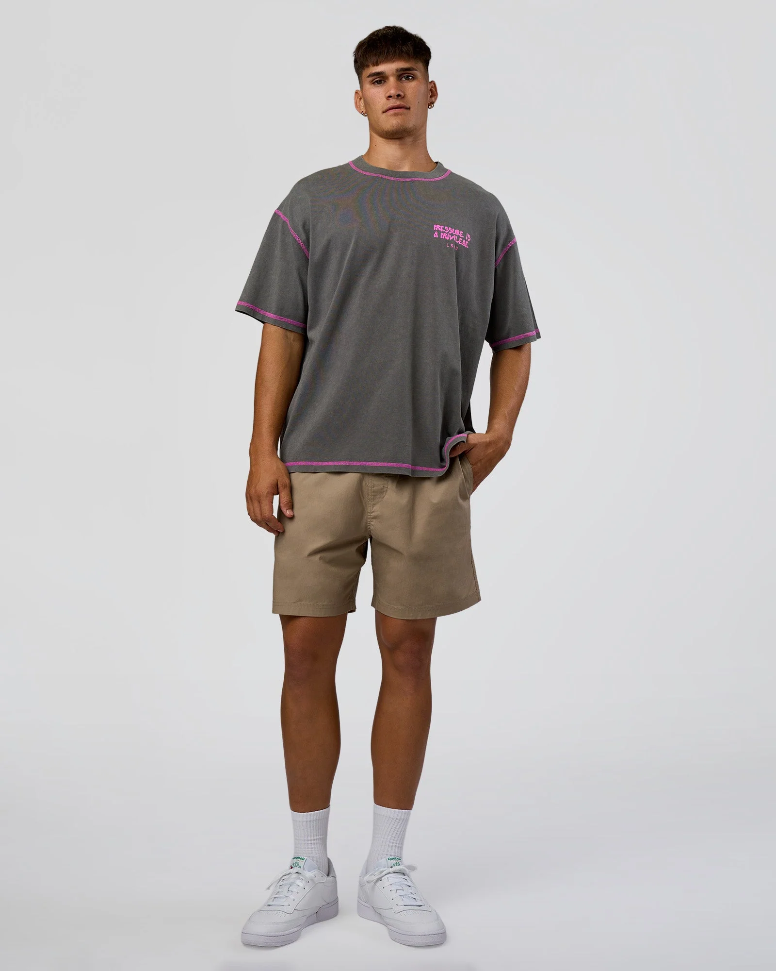 Pressure is Privilege Oversized Tee - Dark Storm Washed-Ultra Fuchsia - Image 9