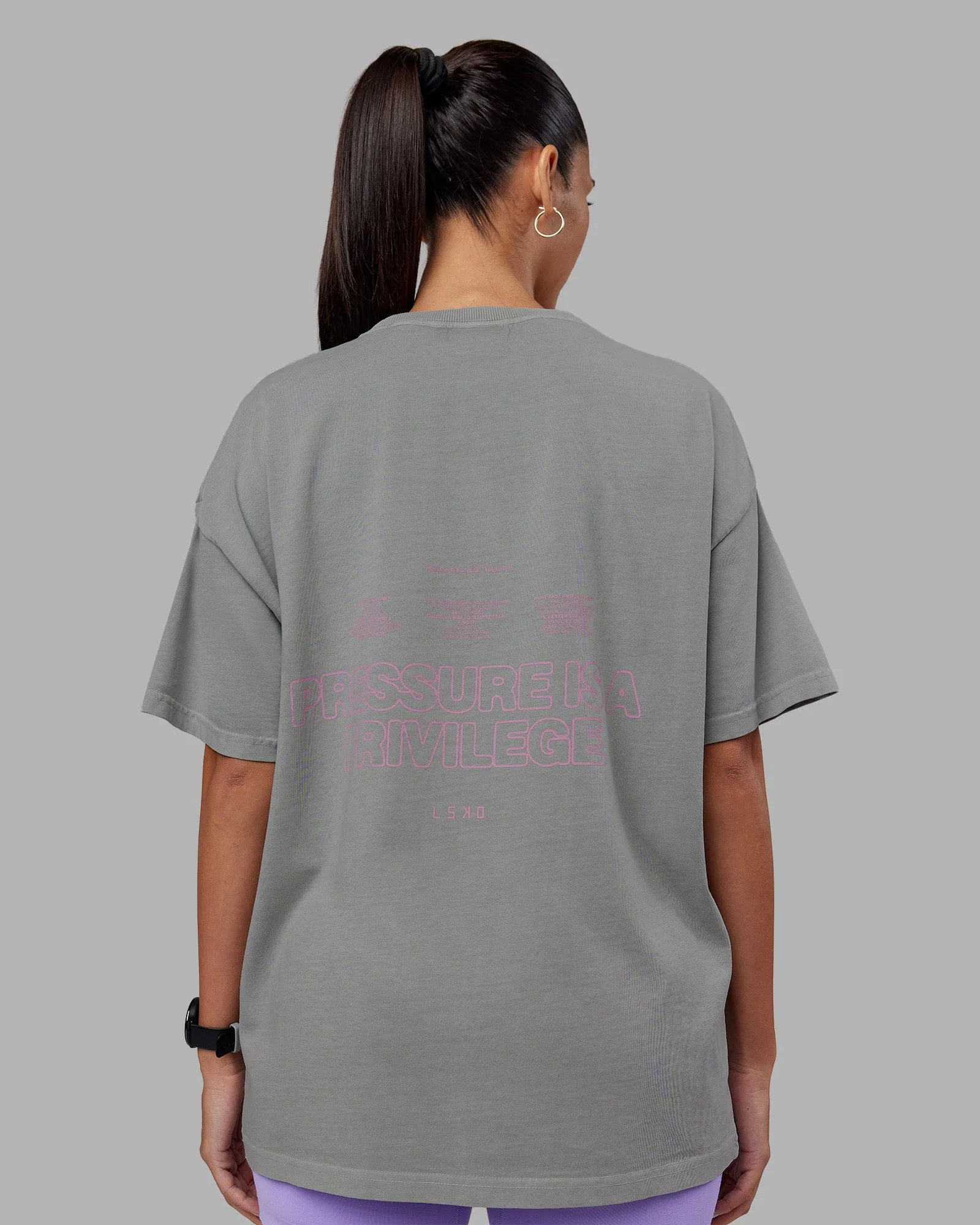 Pressure Washed Heavyweight Oversize Tee - Grey-Bubblegum - Image 2