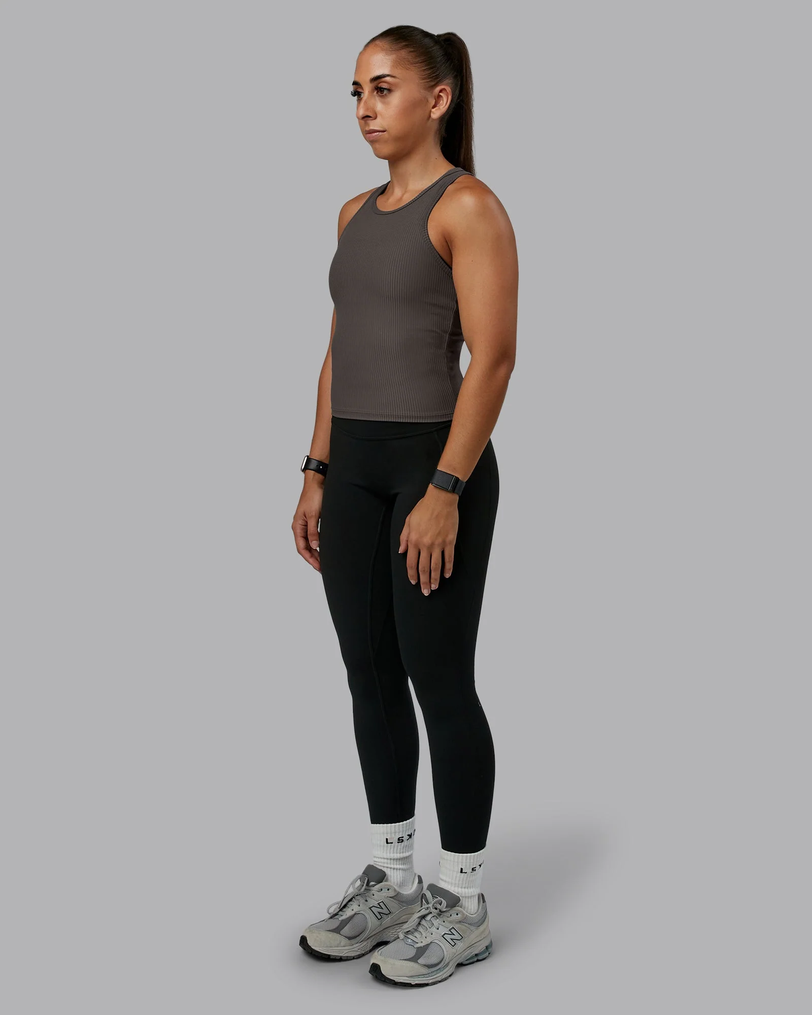 Push High Neck Ribbed Tank - Dark Storm - Image 6