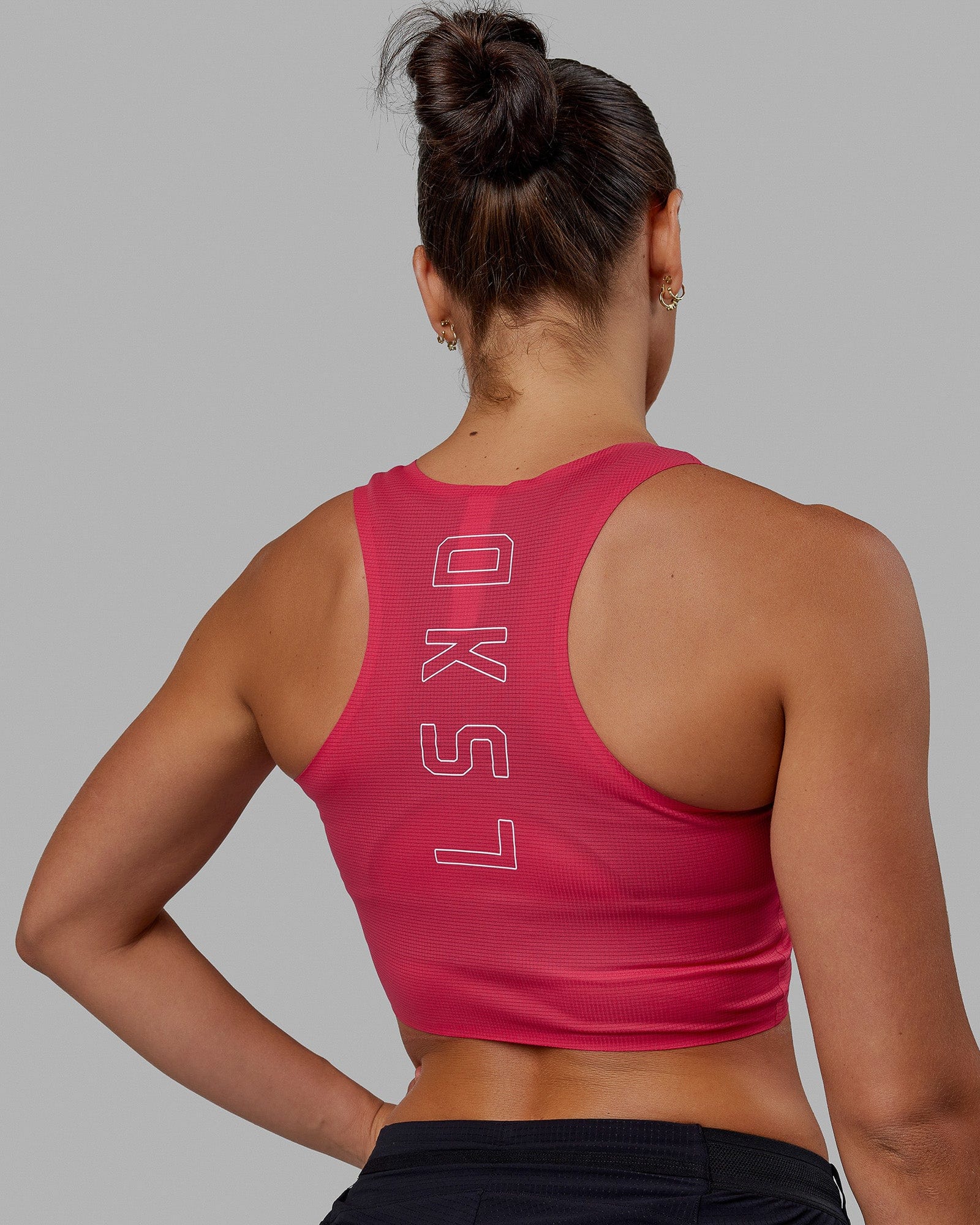 Race Day Cropped Performance Tank - Raspberry-White - Image 3