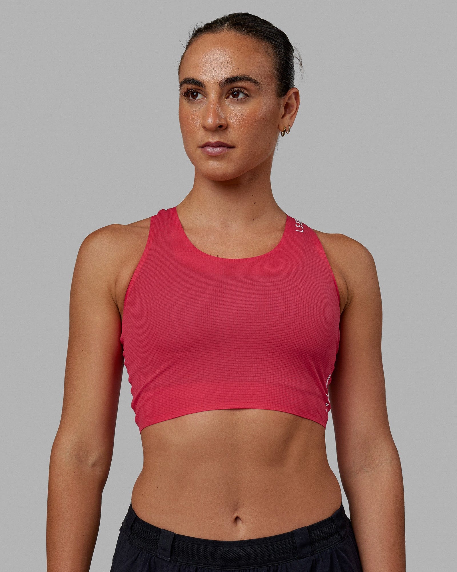Race Day Cropped Performance Tank - Raspberry-White - Image 5
