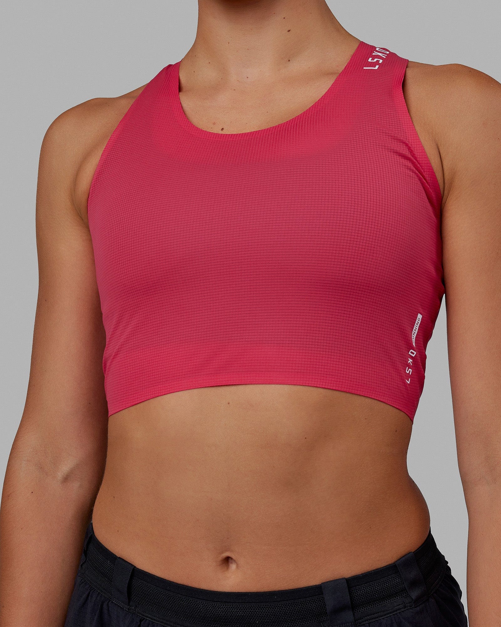 Race Day Cropped Performance Tank - Raspberry-White - Image 7