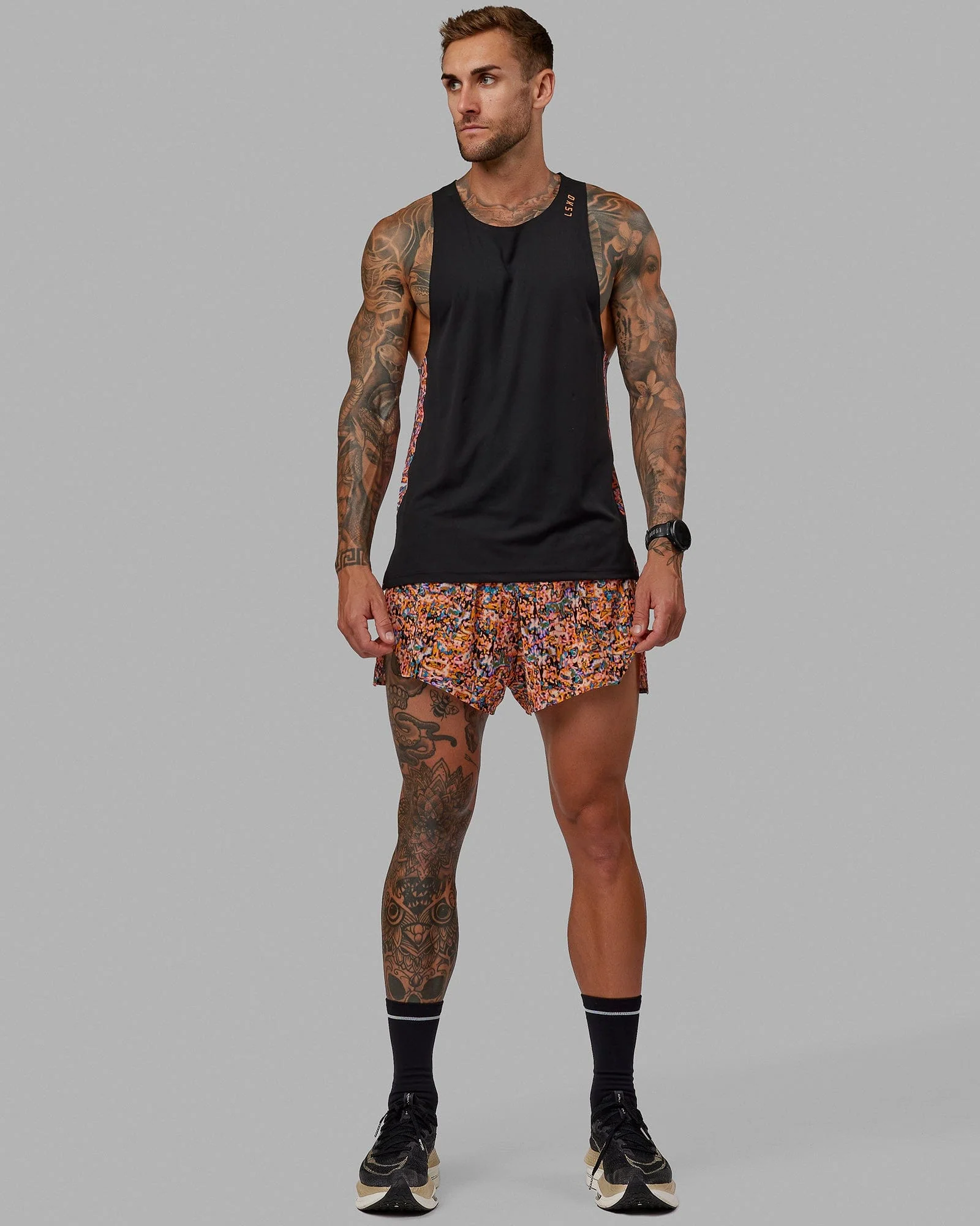 Race Day Tank Printed - Black-Energy Orange - Image 2